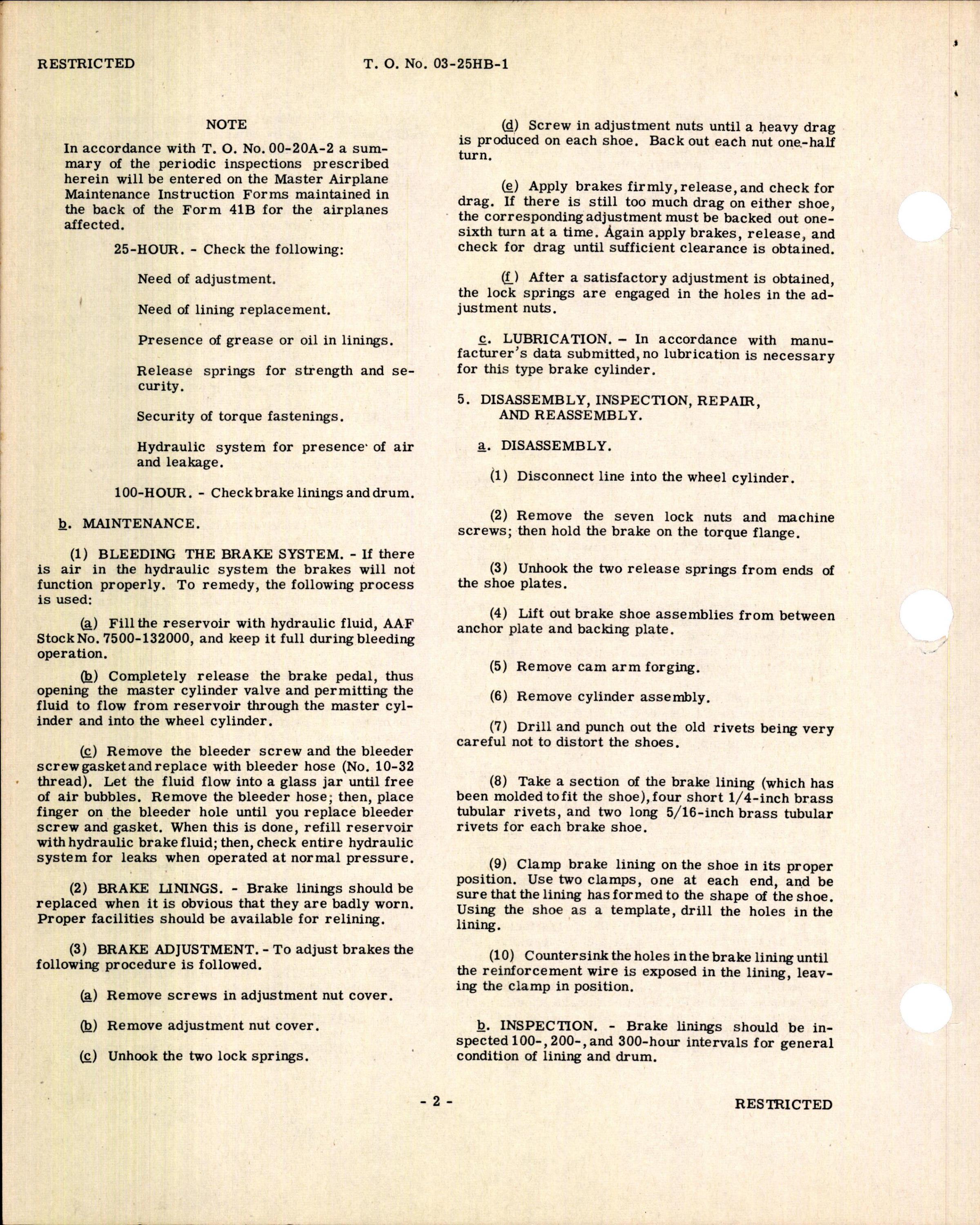 Sample page 6 from AirCorps Library document: Handbook of Instructions for Hydraulic Brake Assembly