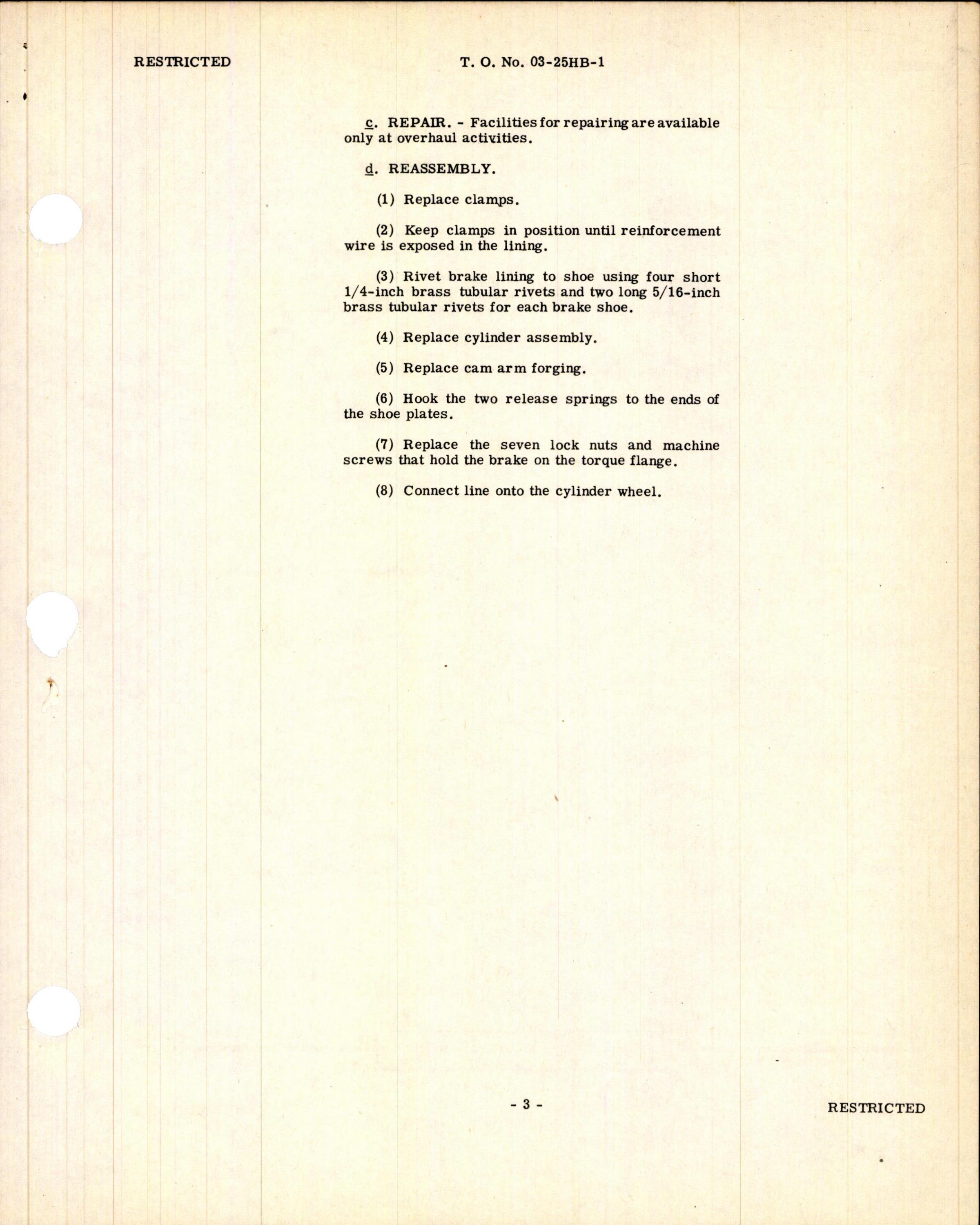 Sample page 7 from AirCorps Library document: Handbook of Instructions for Hydraulic Brake Assembly