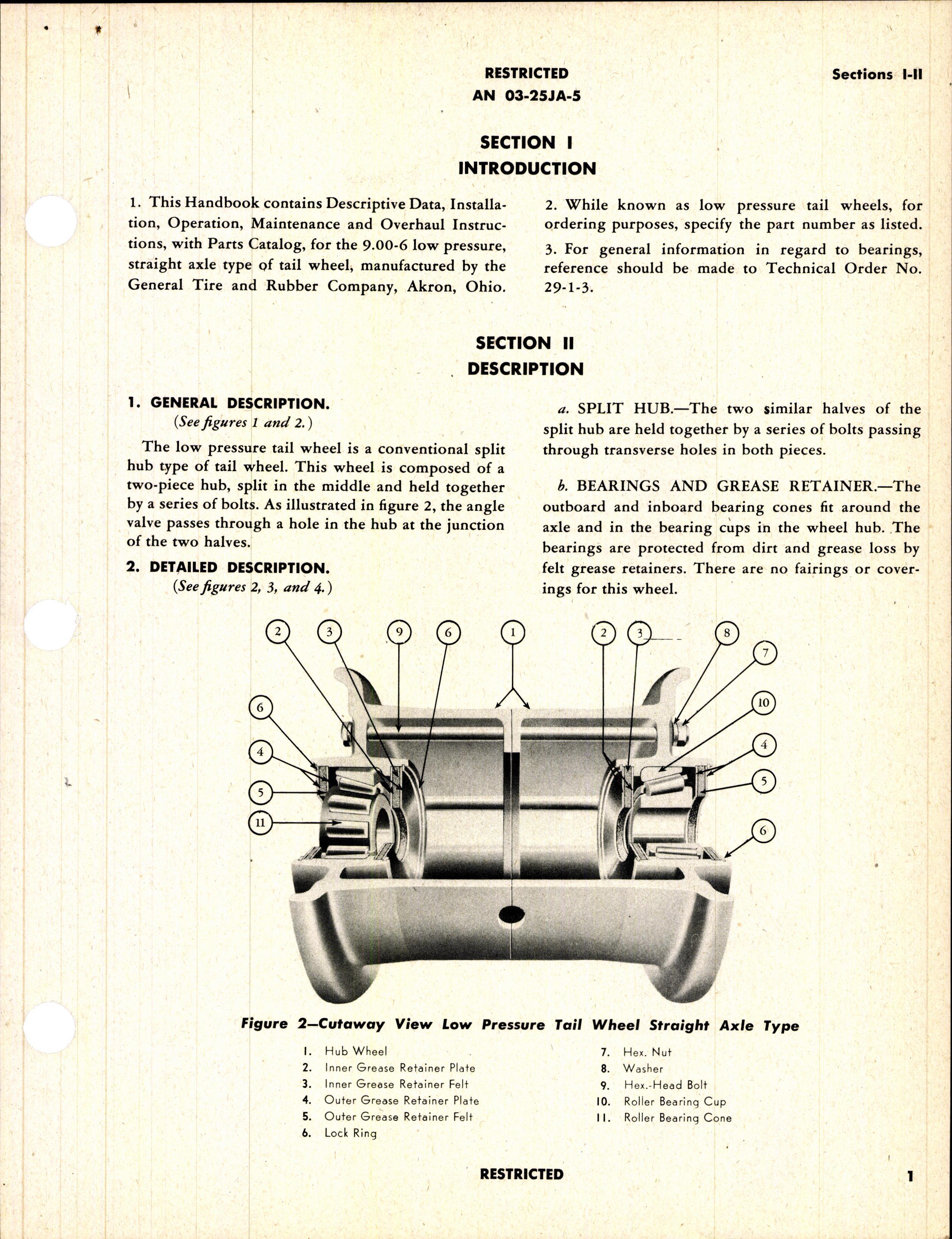 Sample page 5 from AirCorps Library document: Operation, Service & Overhaul Instructions with Parts Catalog for Low Pressure Tail Wheels