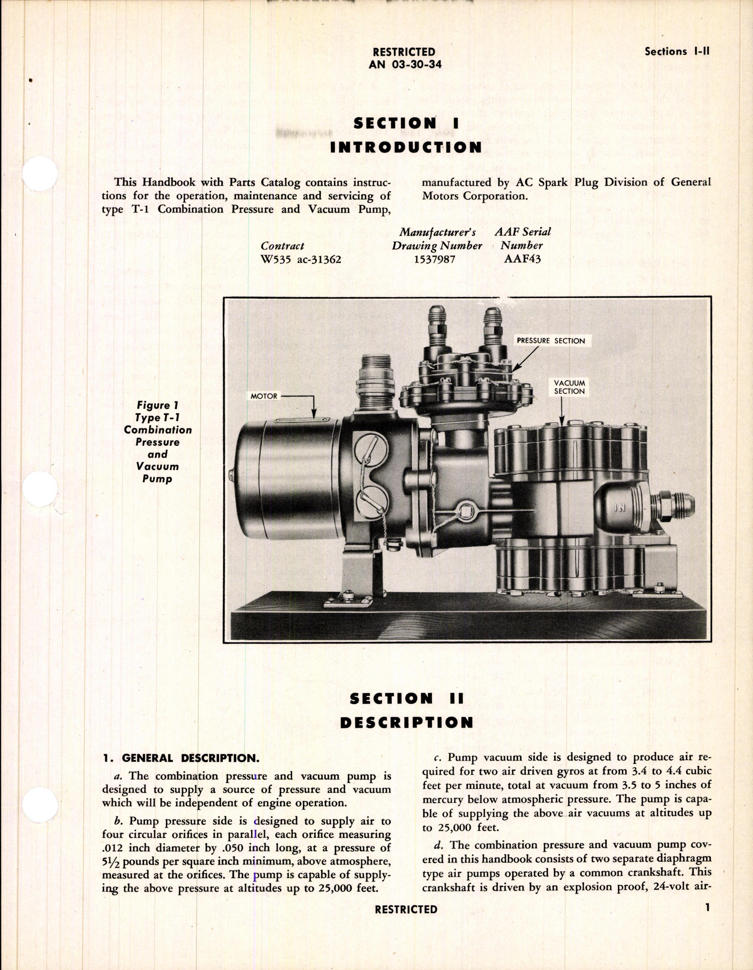 Sample page 5 from AirCorps Library document: Handbook of Instructions with Parts Catalog for Combination Pressure and Vacuum Pump