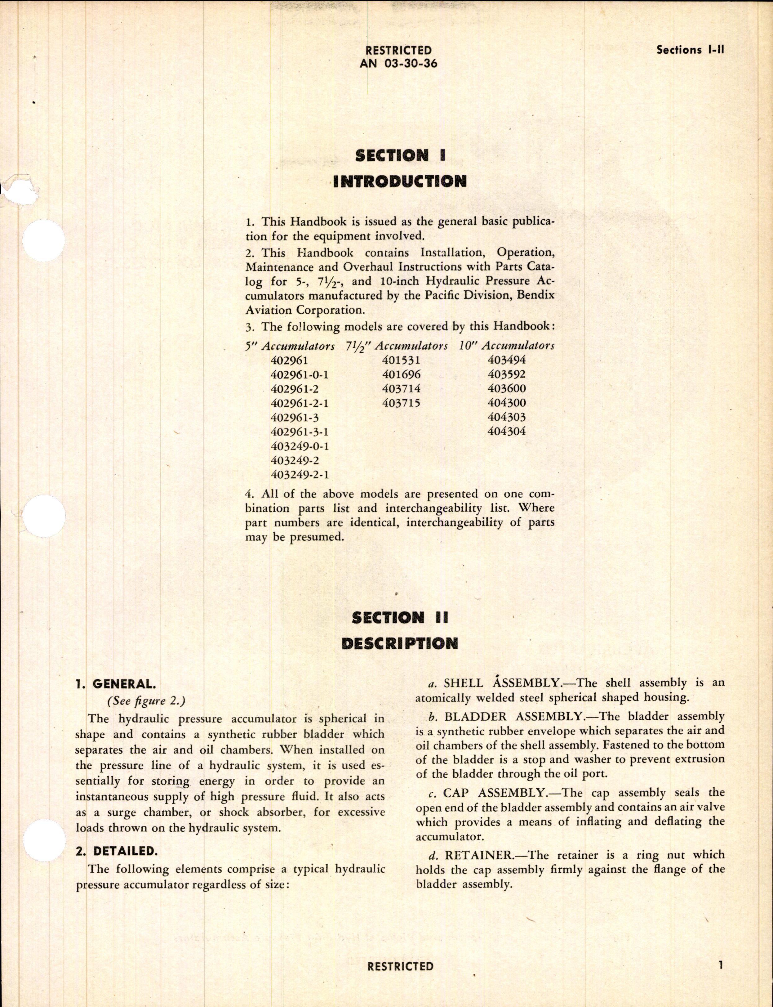 Sample page 5 from AirCorps Library document: Handbook of Instructions with Parts Catalog for Hydraulic Pressure Accumulators