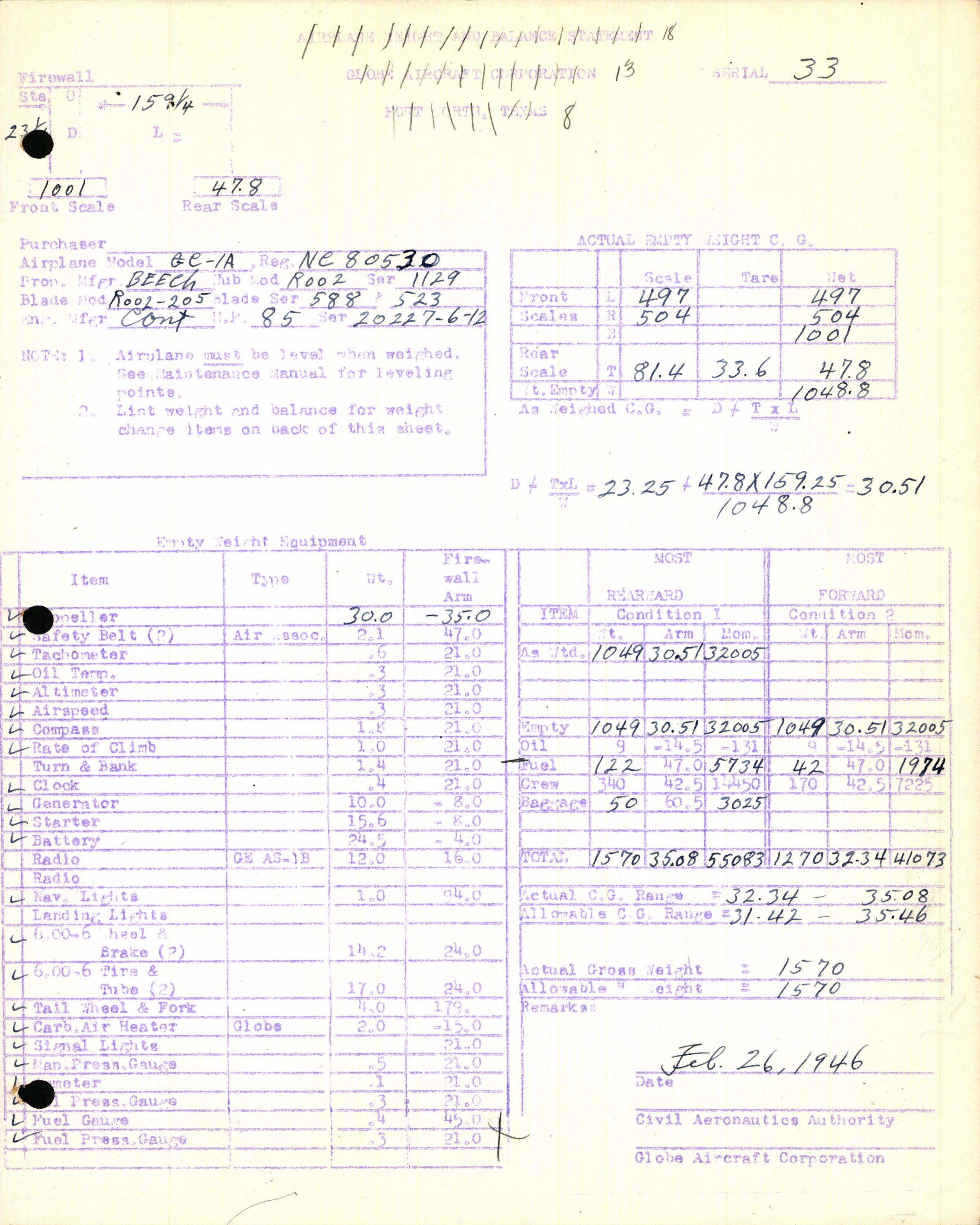 Sample page 5 from AirCorps Library document: Technical Information for Serial Number 33