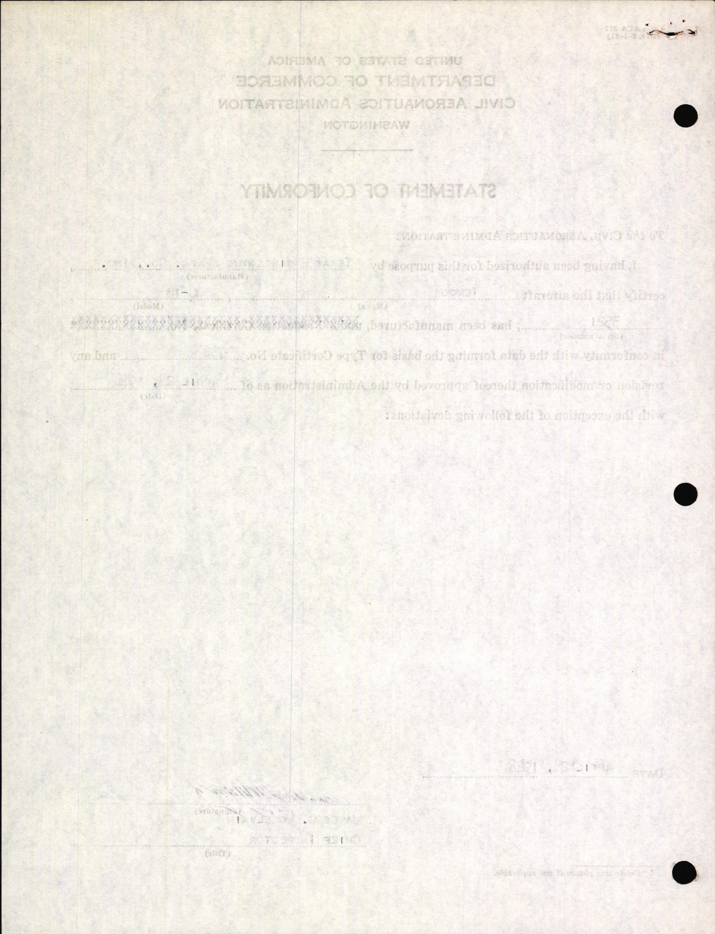 Sample page 4 from AirCorps Library document: Technical Information for Serial Number 3521