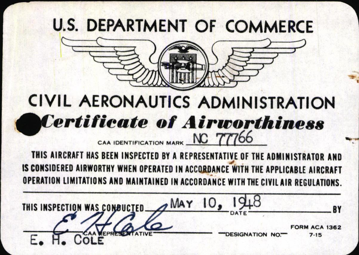 Sample page 1 from AirCorps Library document: Technical Information for Serial Number 3538