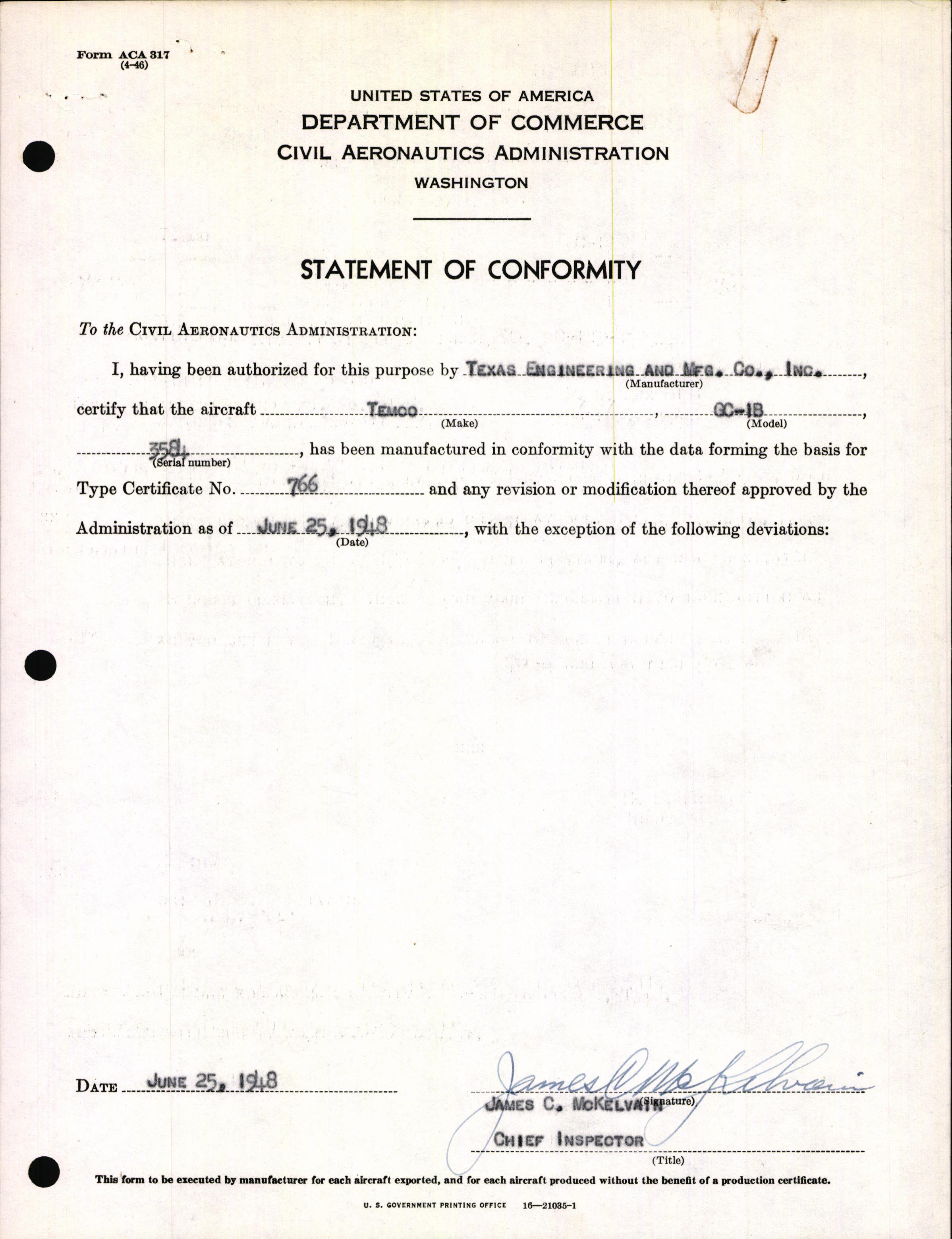 Sample page 3 from AirCorps Library document: Technical Information for Serial Number 3584