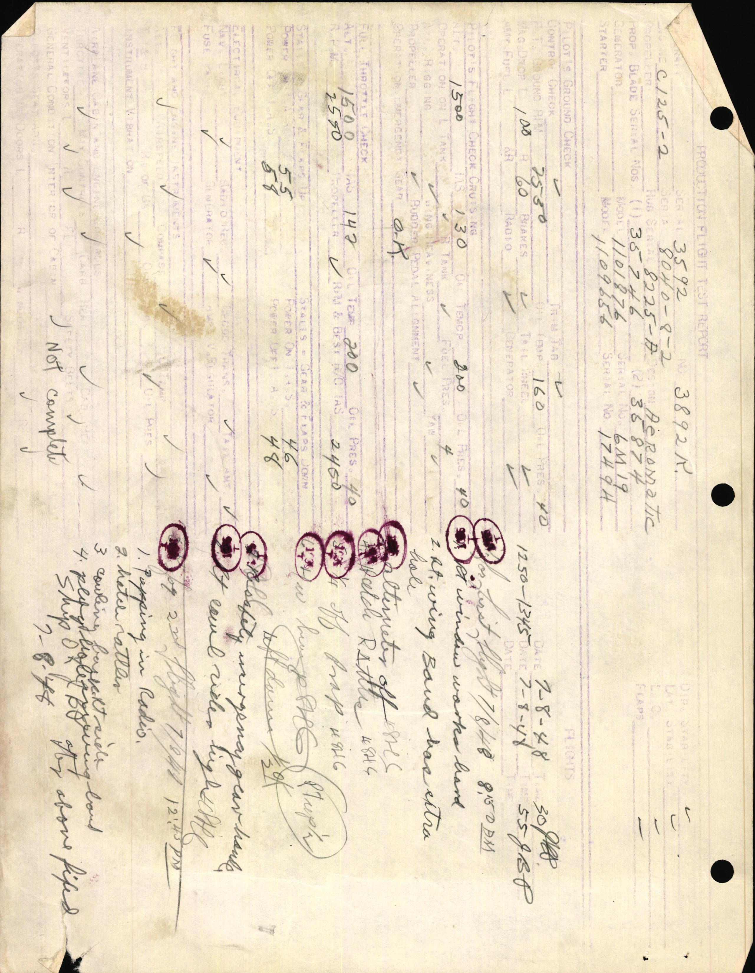 Sample page 3 from AirCorps Library document: Technical Information for Serial Number 3592