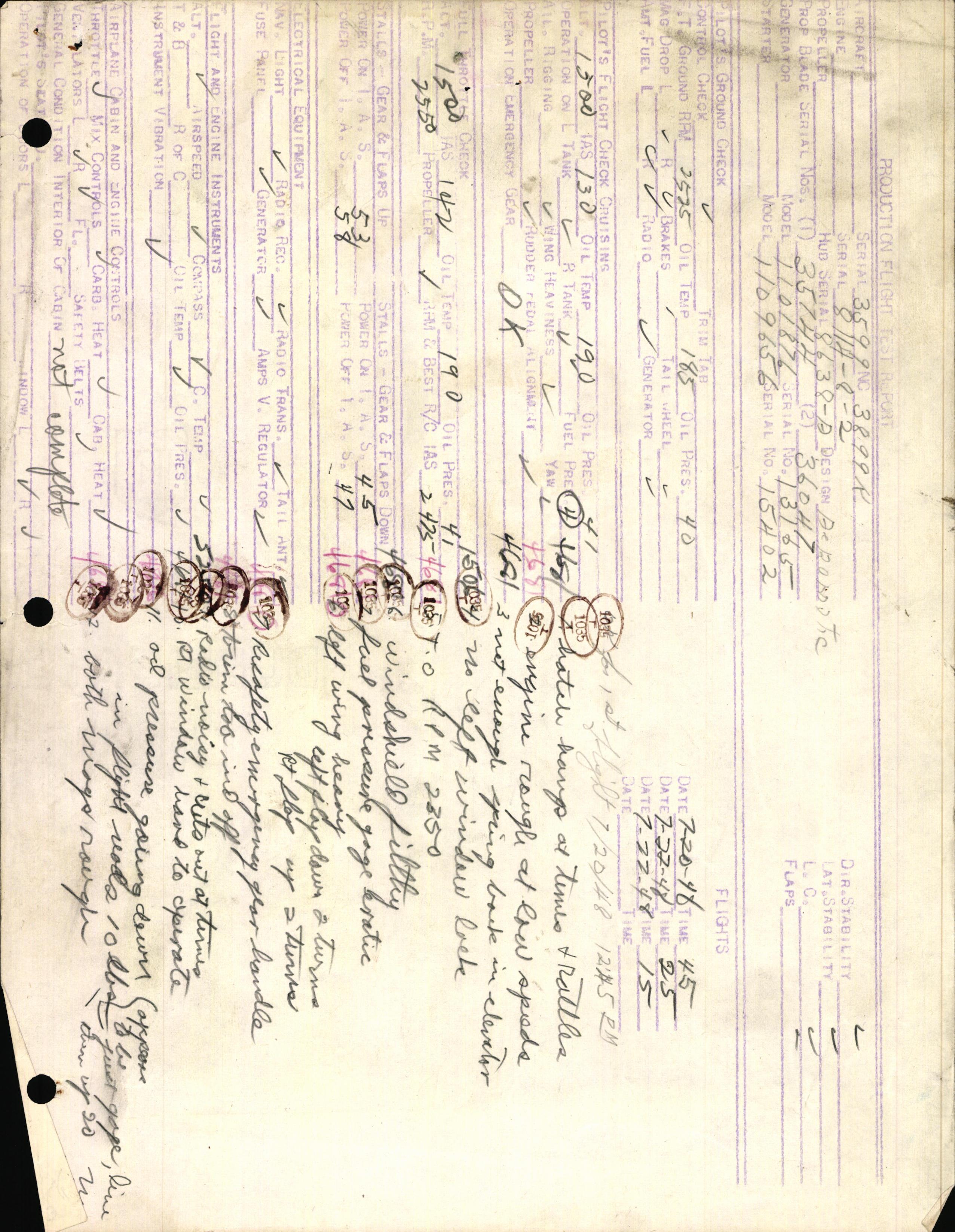 Sample page 3 from AirCorps Library document: Technical Information for Serial Number 3599