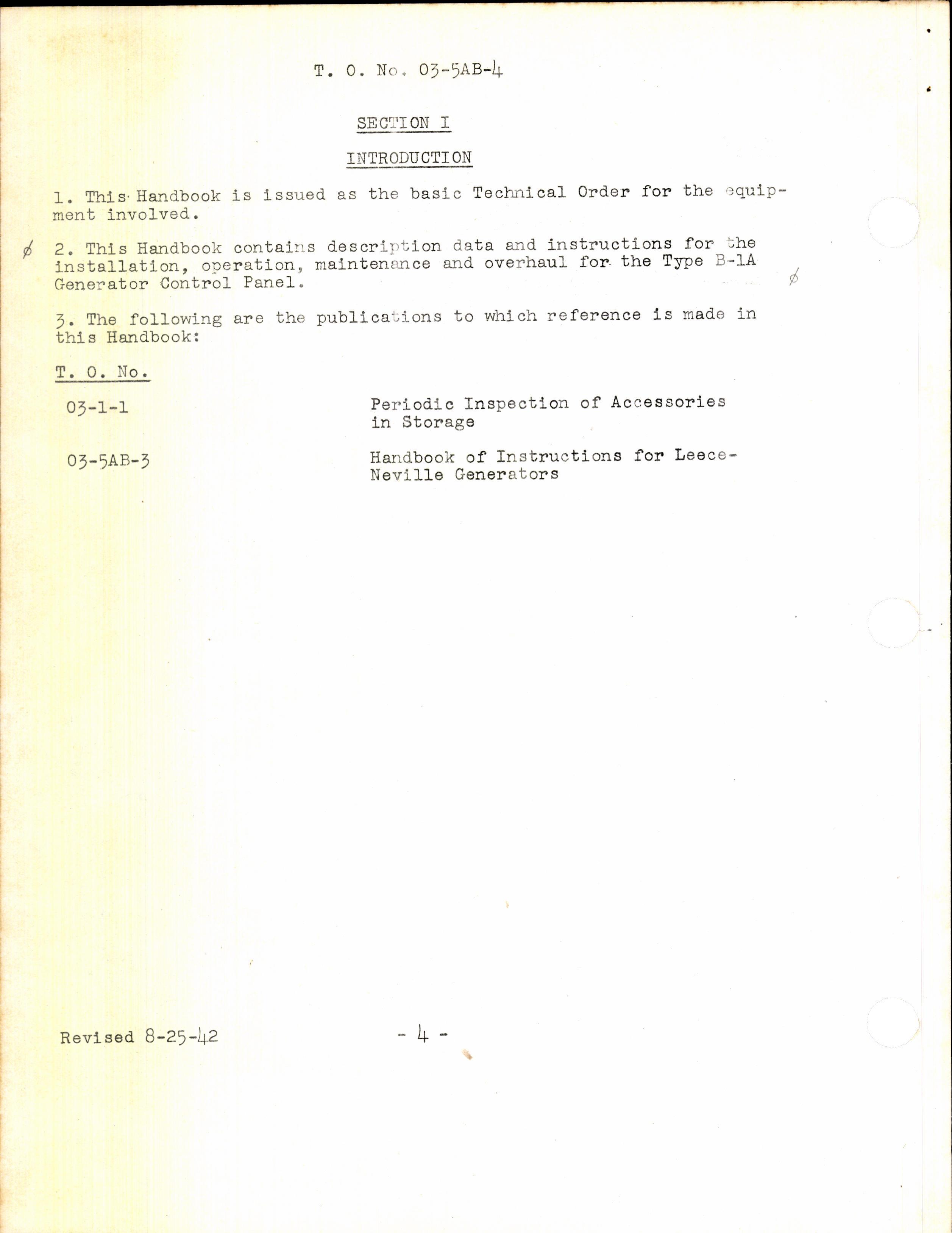 Sample page 6 from AirCorps Library document: Operation, Service, & Overhaul Instructions with Parts Catalog for Leece-Neville Type B-1A Generator Control Panel