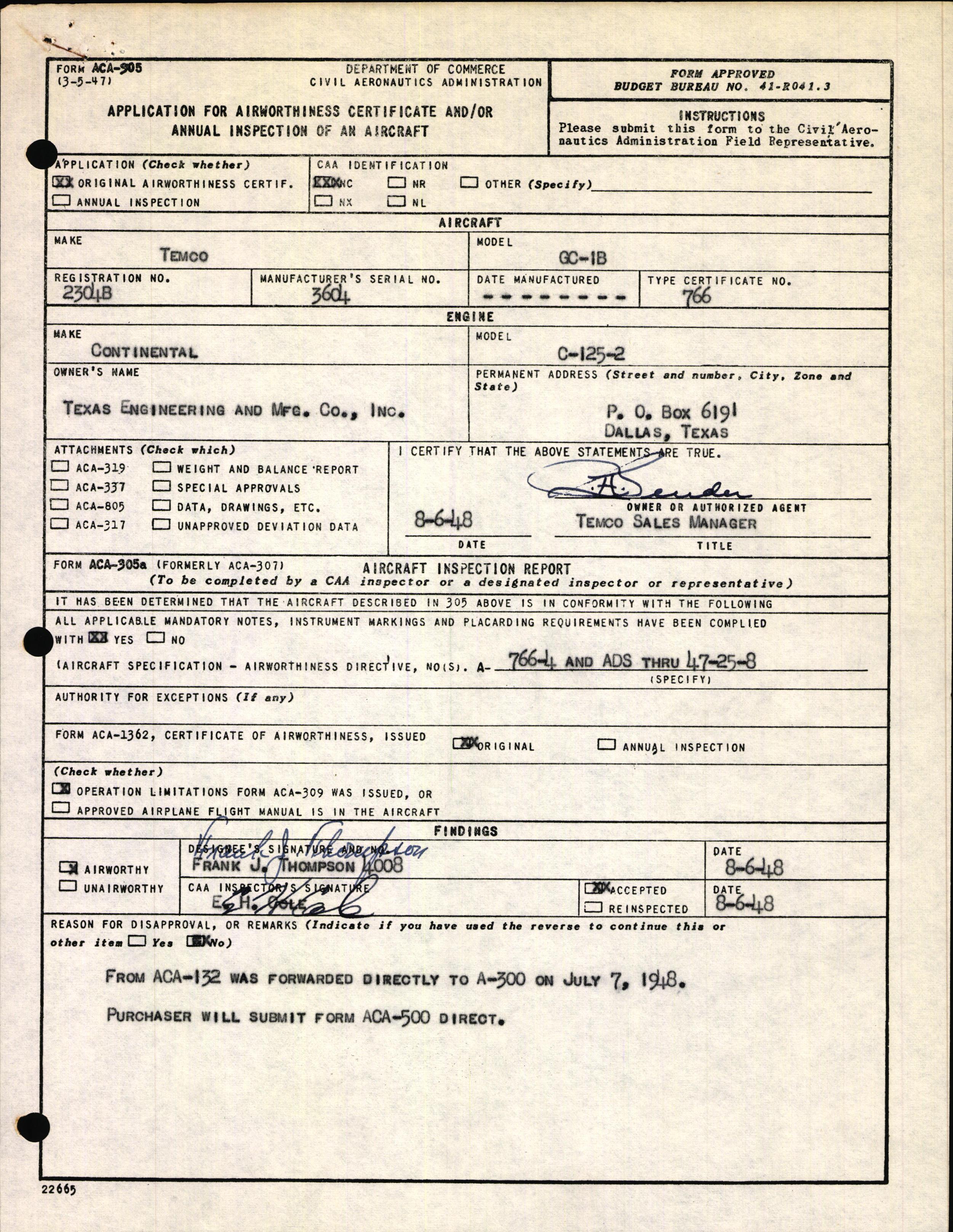 Sample page 3 from AirCorps Library document: Technical Information for Serial Number 3604