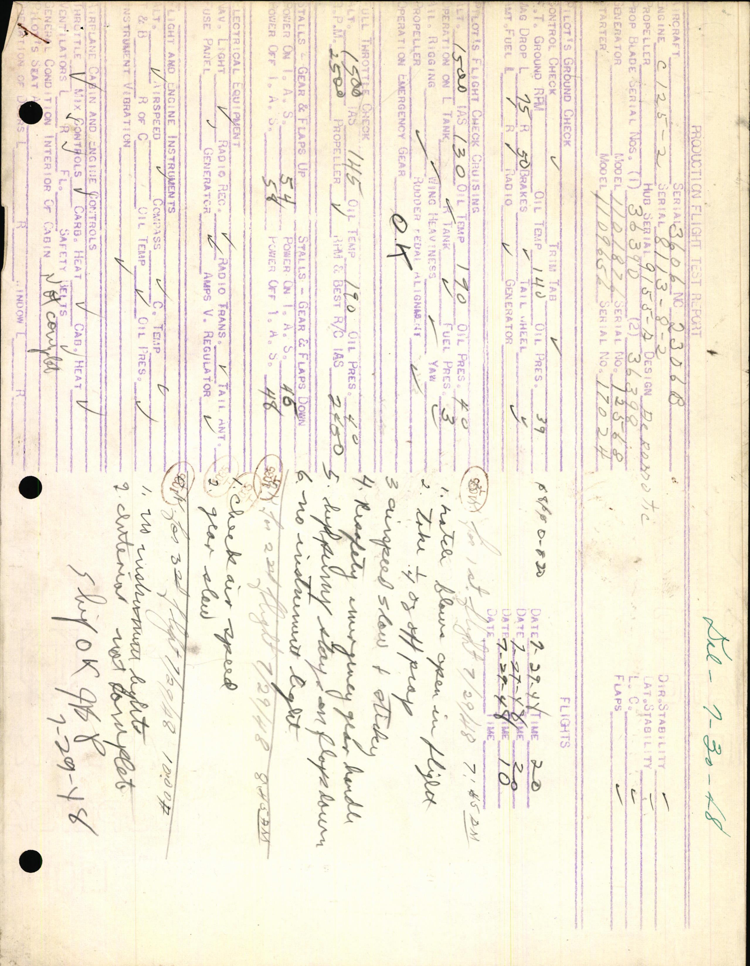 Sample page 3 from AirCorps Library document: Technical Information for Serial Number 3606