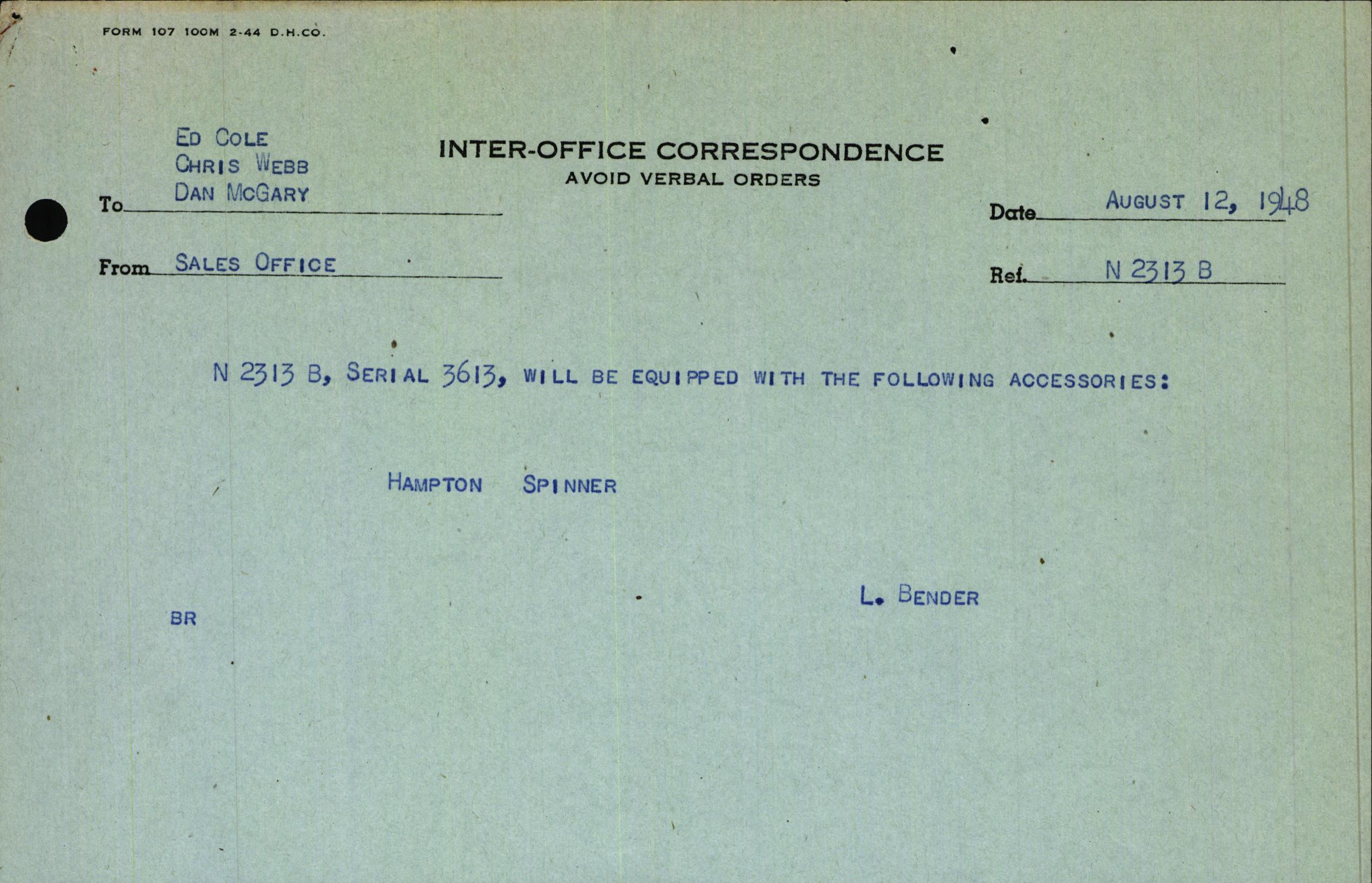 Sample page 3 from AirCorps Library document: Technical Information for Serial Number 3613