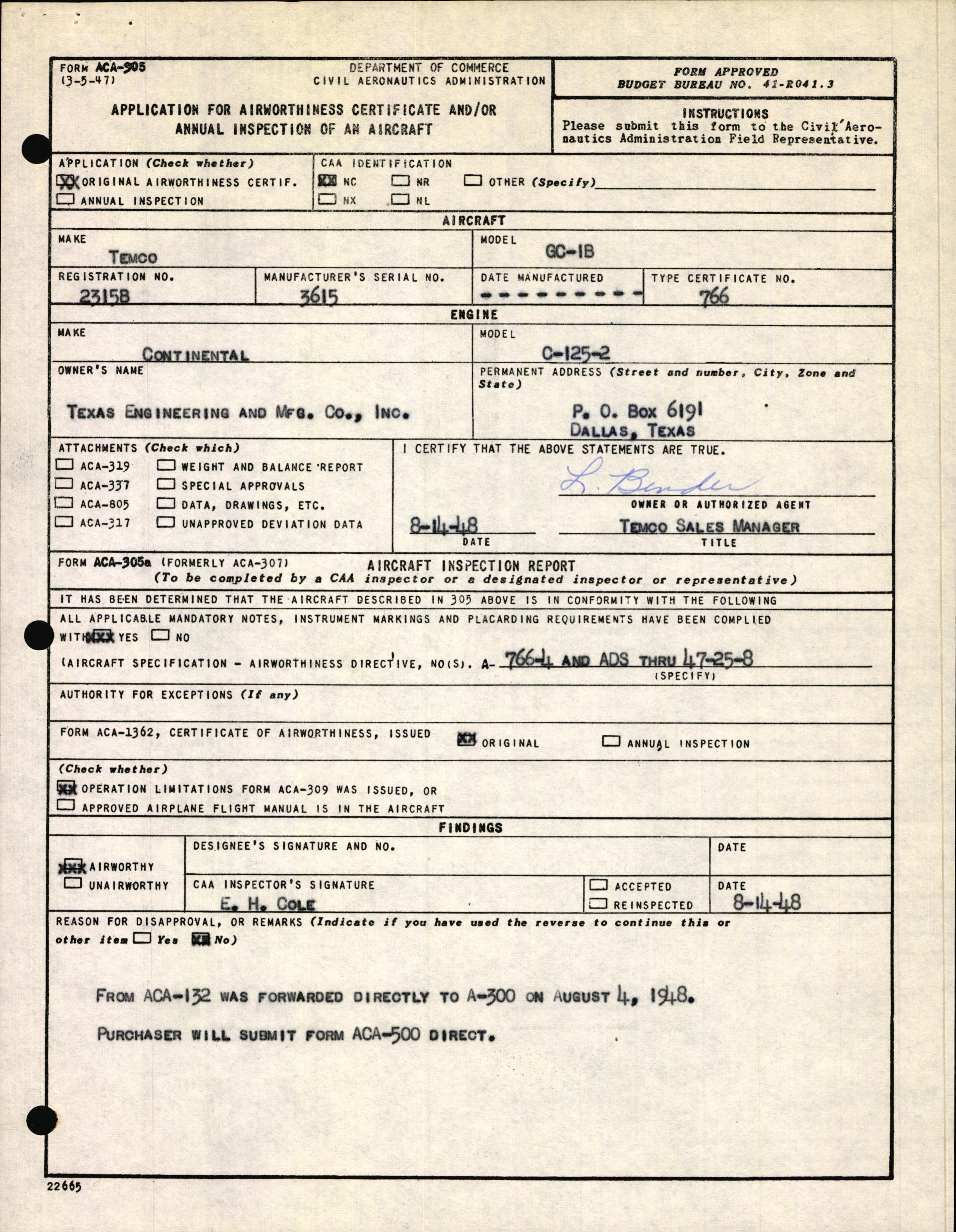 Sample page 3 from AirCorps Library document: Technical Information for Serial Number 3615