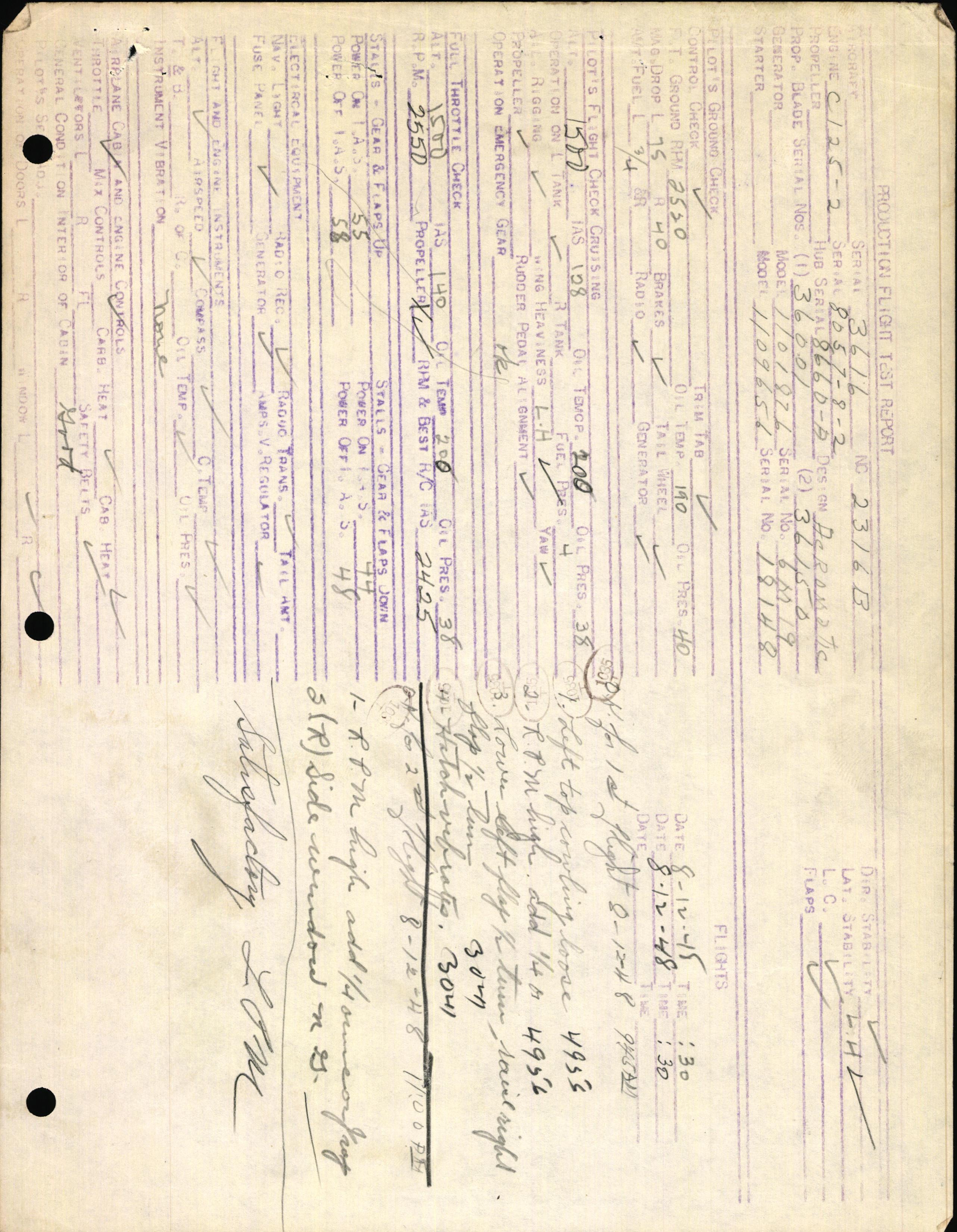 Sample page 3 from AirCorps Library document: Technical Information for Serial Number 3616