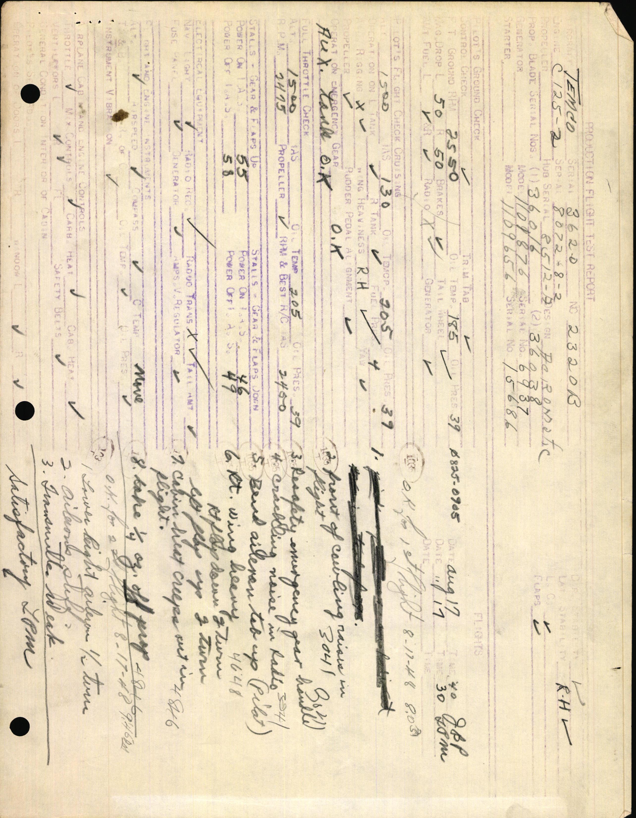 Sample page 3 from AirCorps Library document: Technical Information for Serial Number 3620