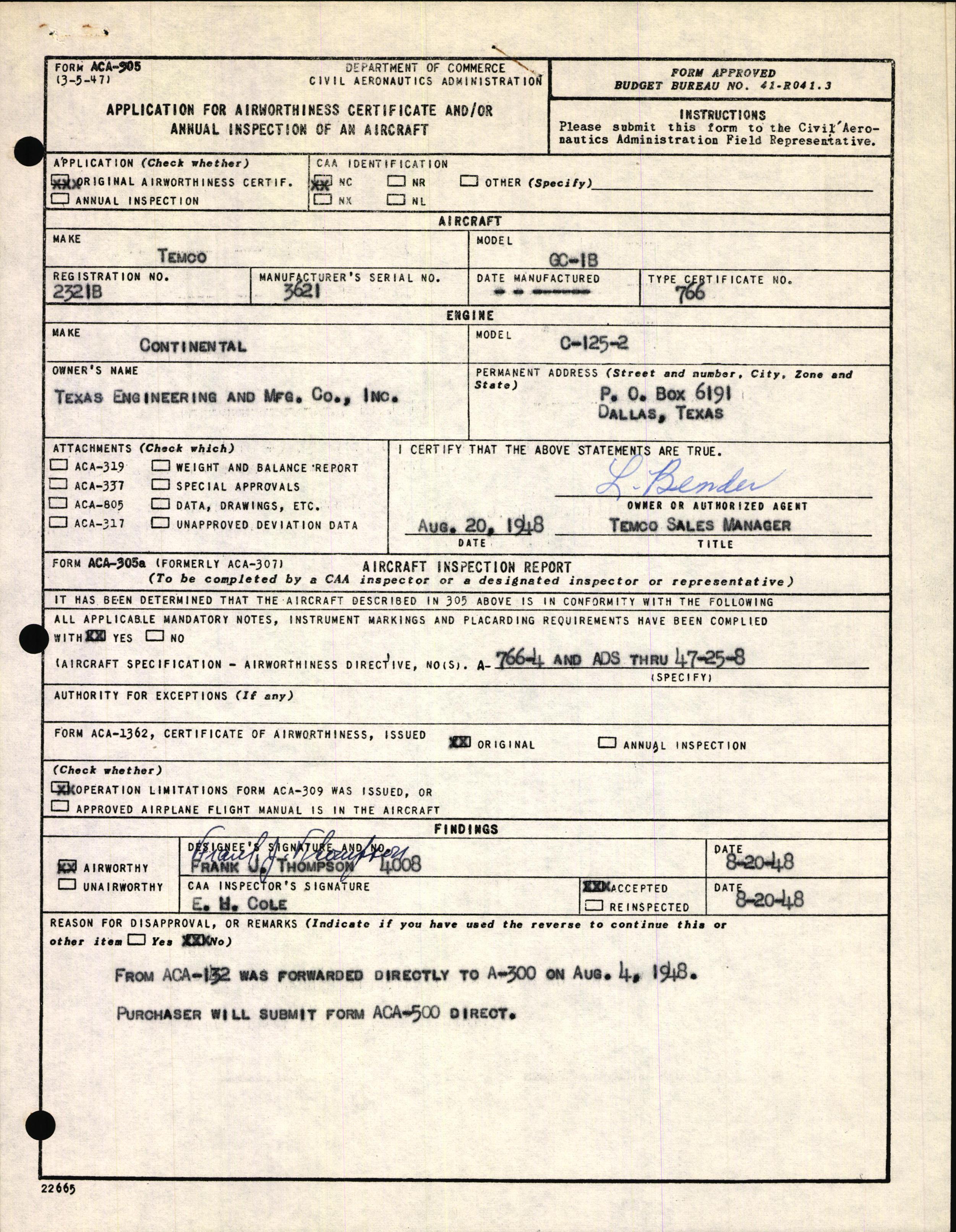 Sample page 3 from AirCorps Library document: Technical Information for Serial Number 3621