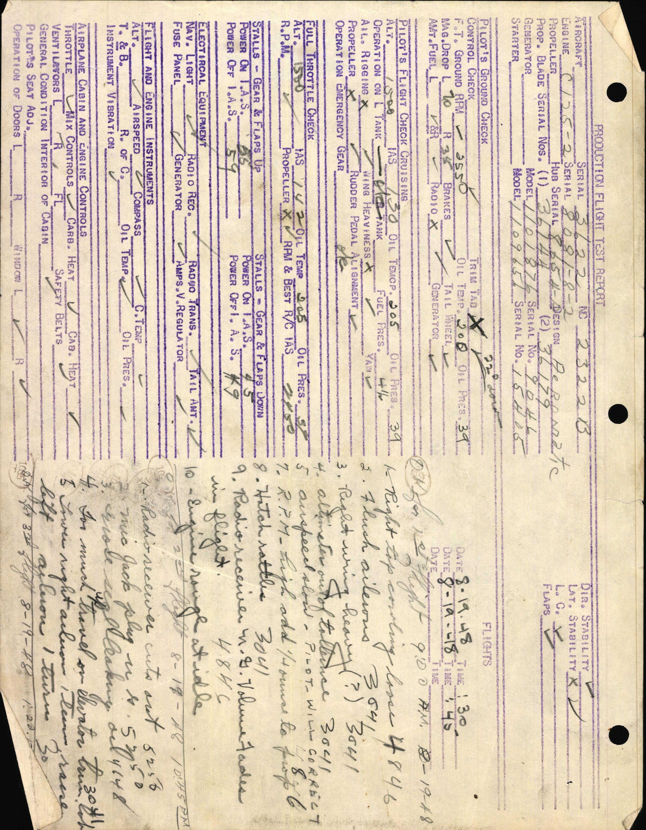 Sample page 3 from AirCorps Library document: Technical Information for Serial Number 3622