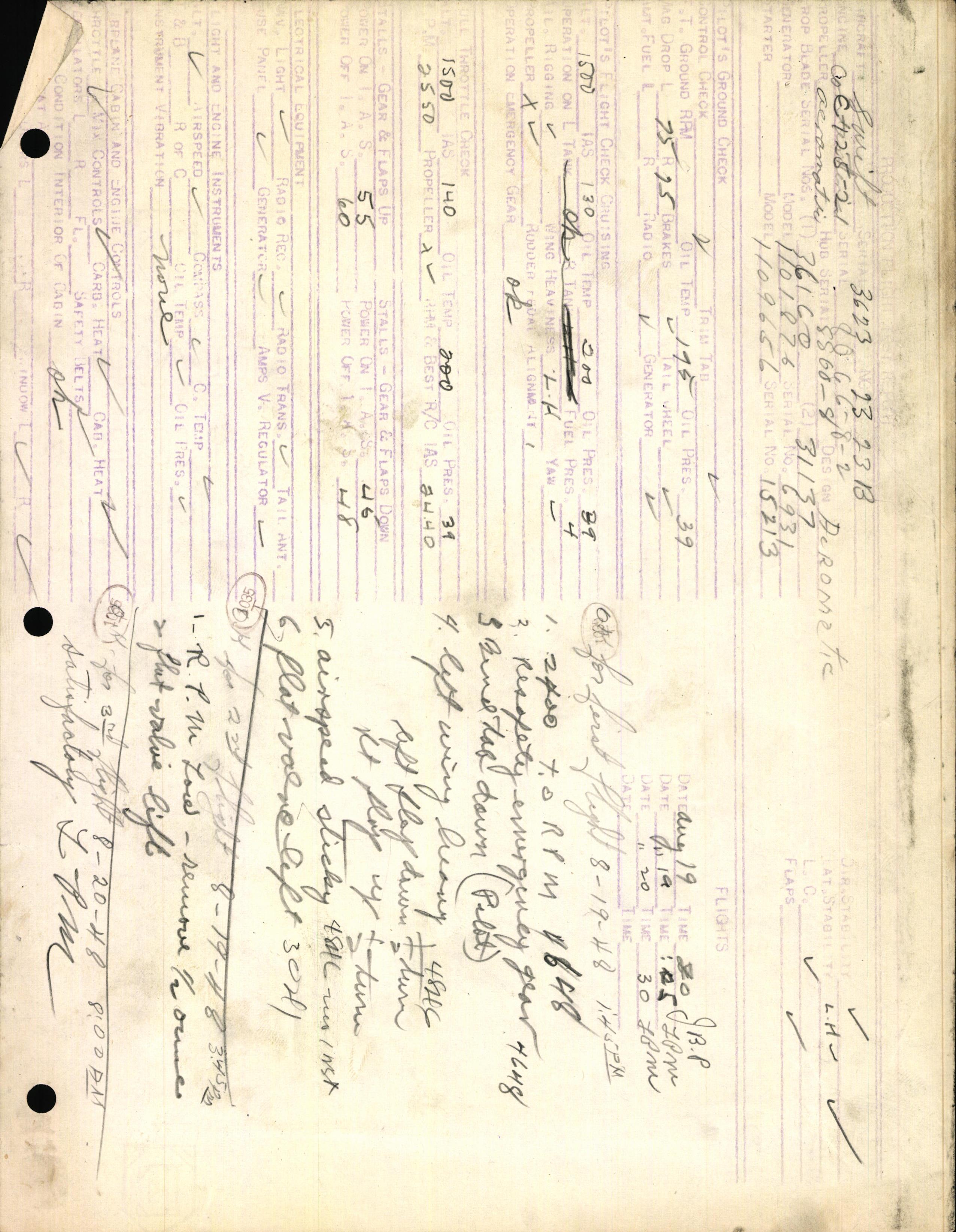 Sample page 2 from AirCorps Library document: Technical Information for Serial Number 3623