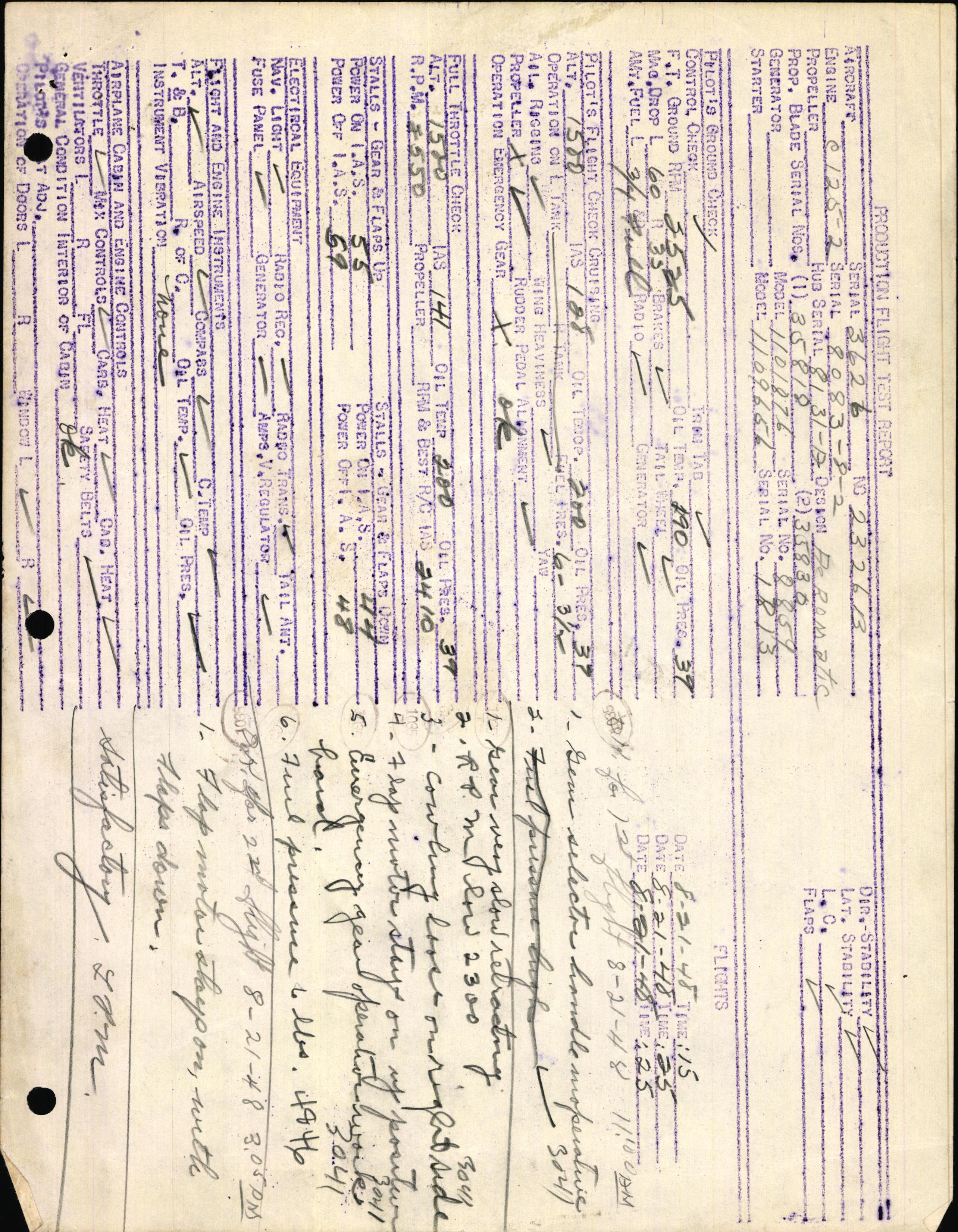 Sample page 3 from AirCorps Library document: Technical Information for Serial Number 3626