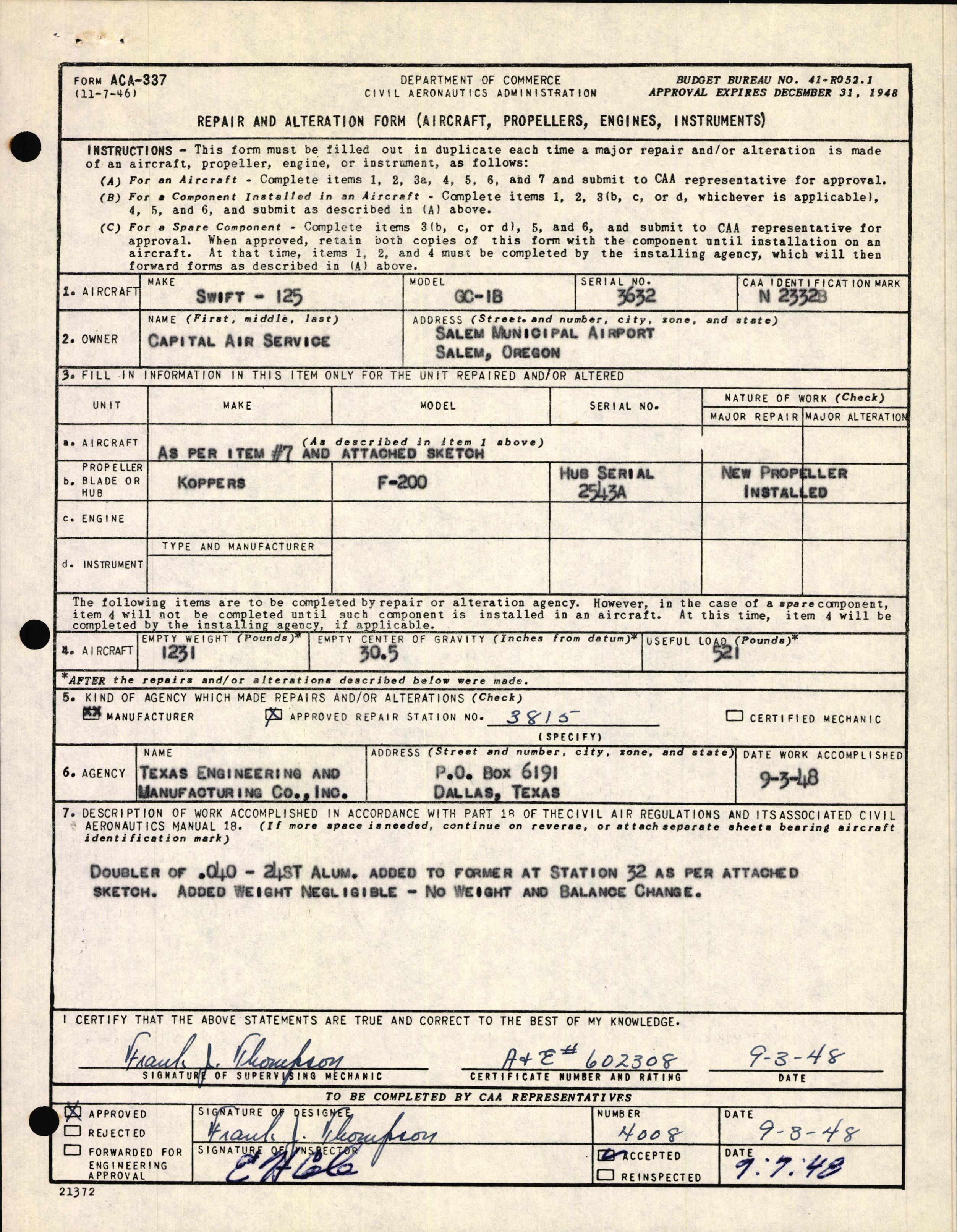 Sample page 4 from AirCorps Library document: Technical Information for Serial Number 3632