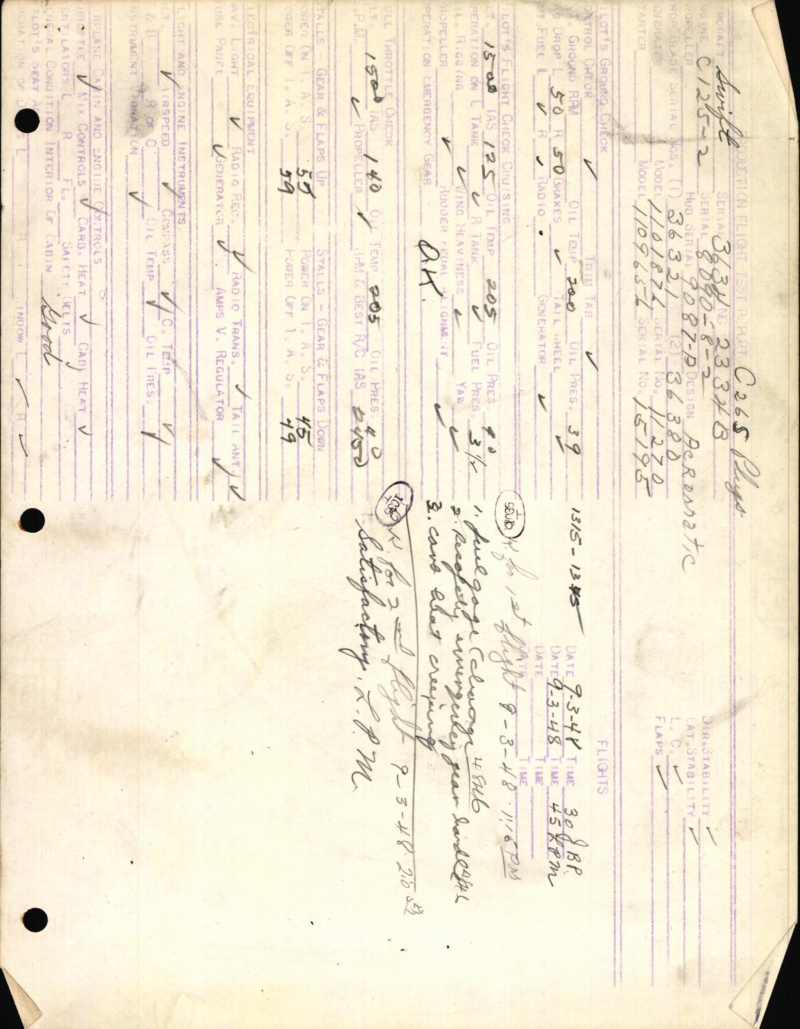 Sample page 3 from AirCorps Library document: Technical Information for Serial Number 3634