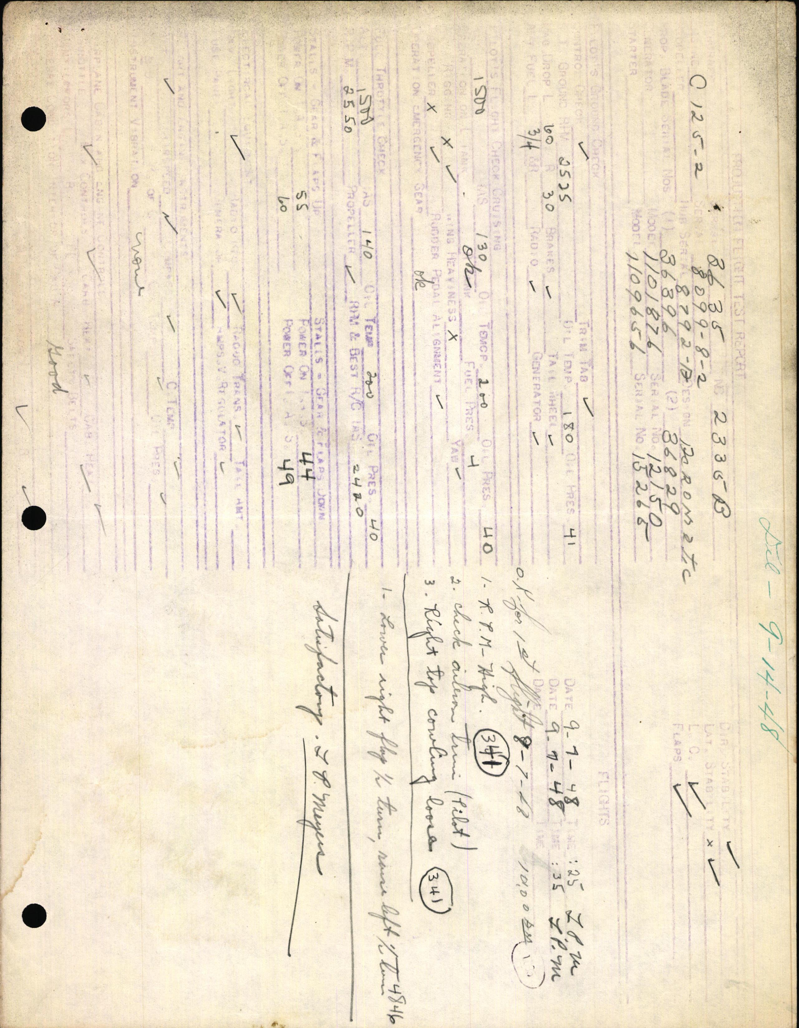 Sample page 2 from AirCorps Library document: Technical Information for Serial Number 3635