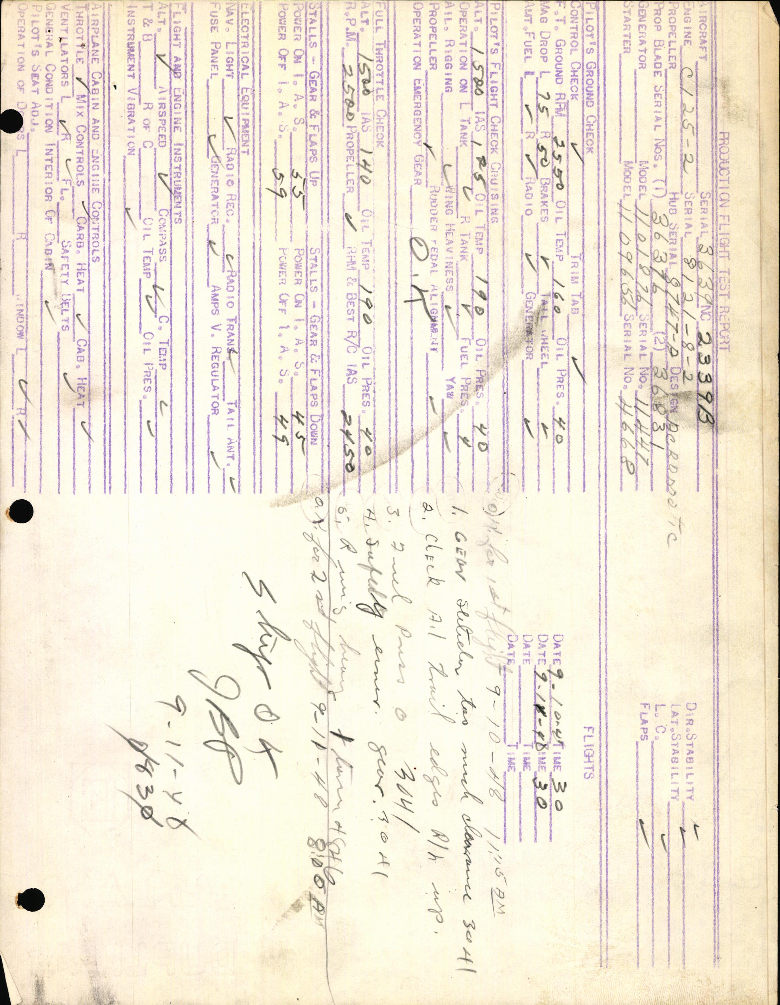 Sample page 3 from AirCorps Library document: Technical Information for Serial Number 3639