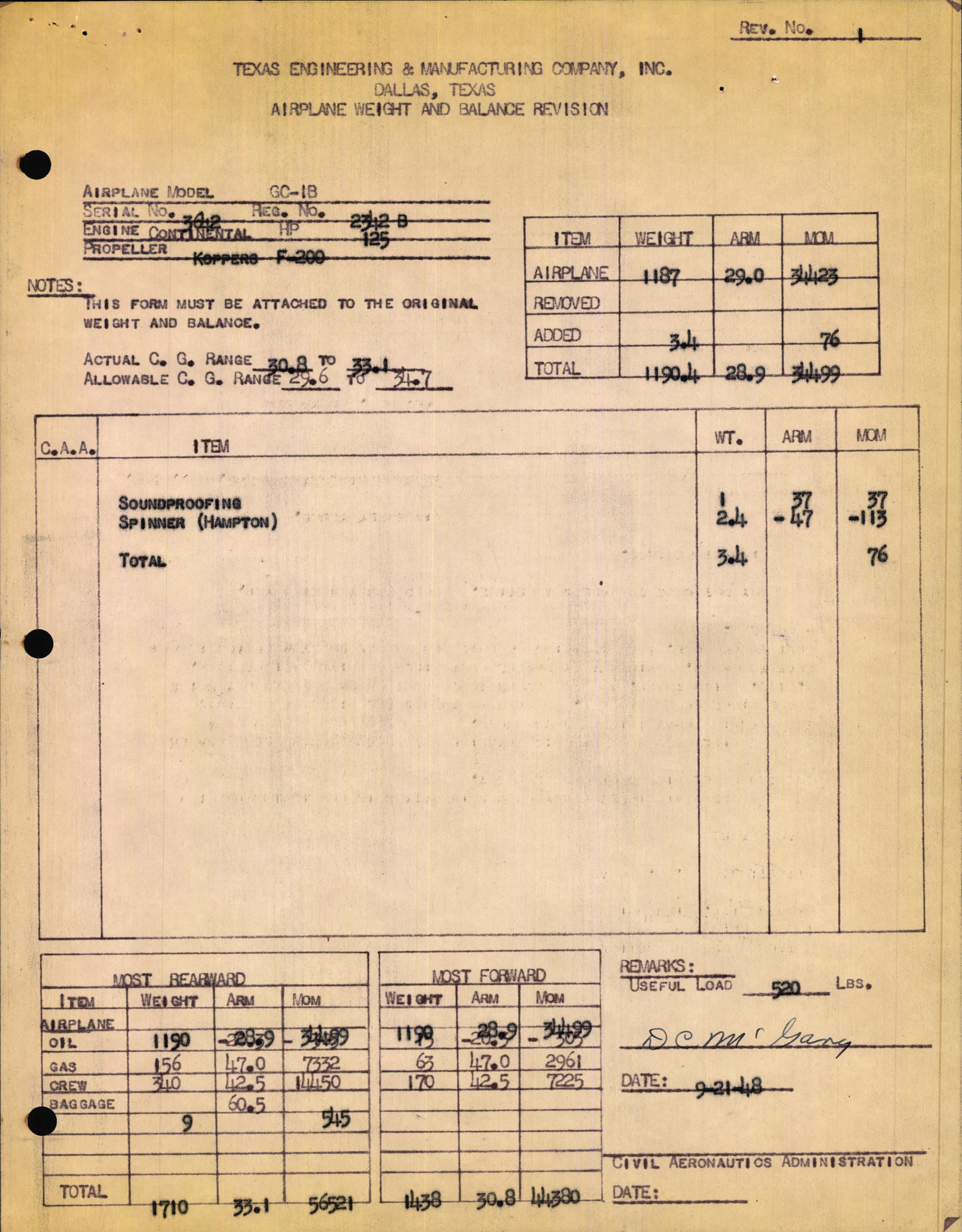 Sample page 3 from AirCorps Library document: Technical Information for Serial Number 3642
