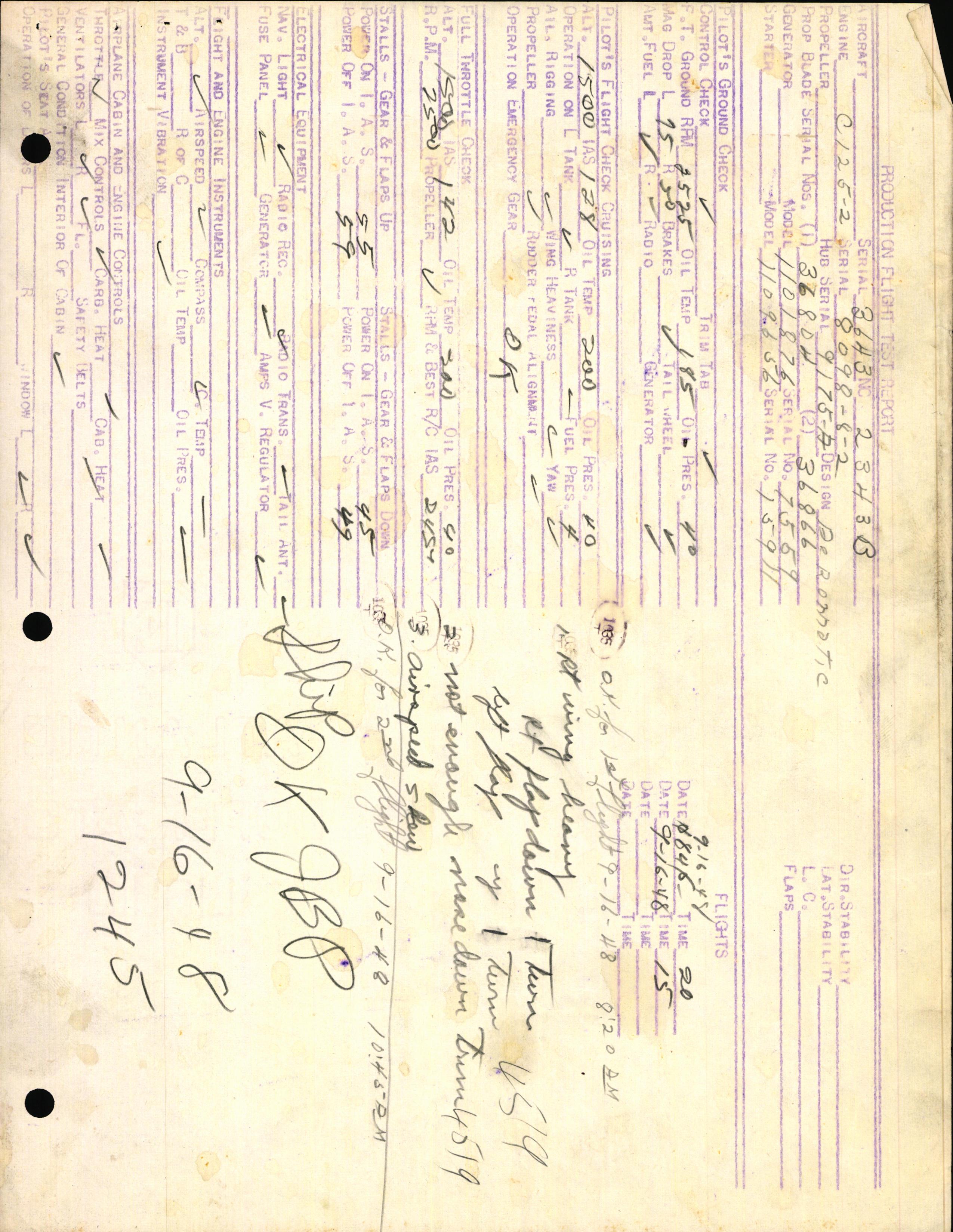 Sample page 3 from AirCorps Library document: Technical Information for Serial Number 3643