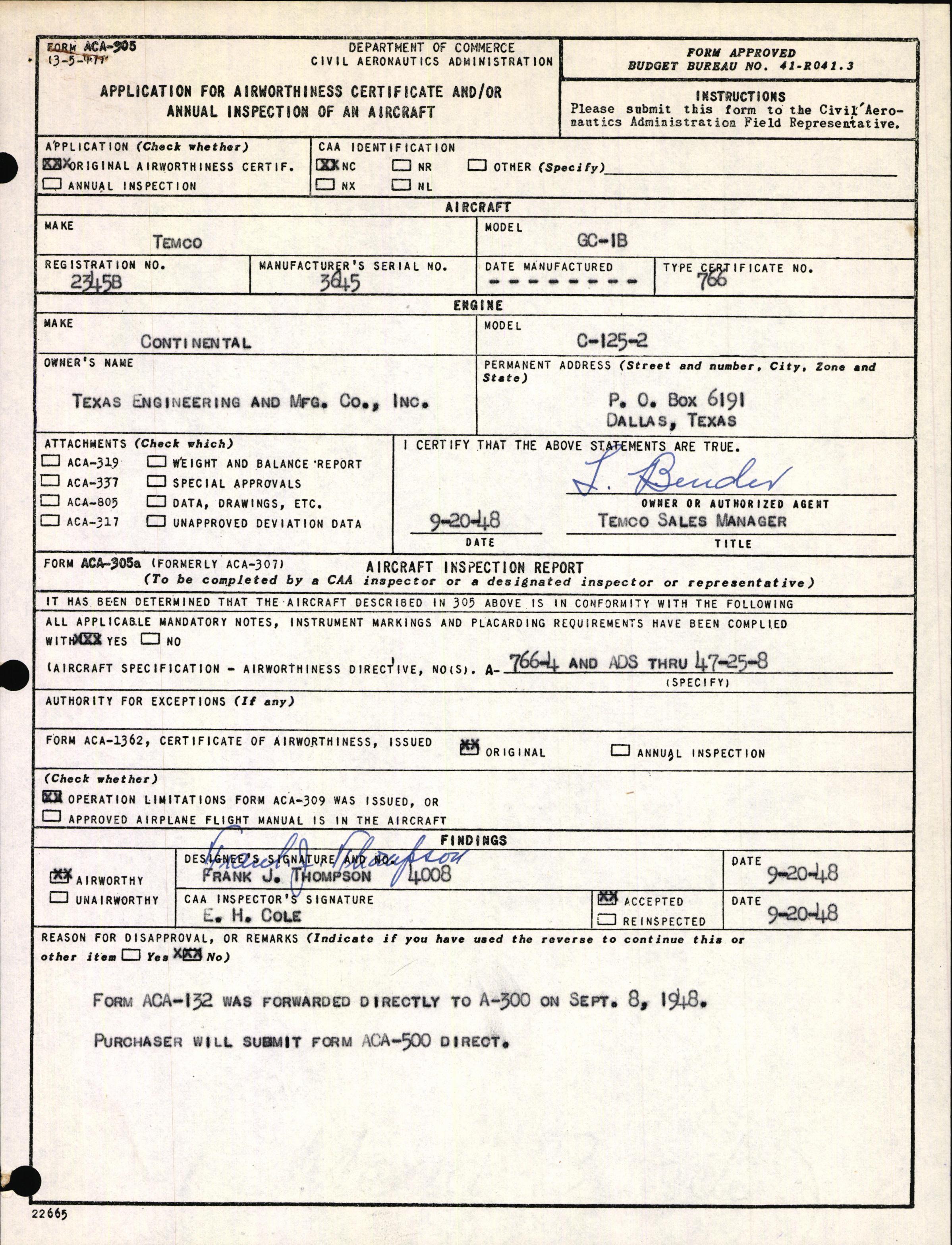 Sample page 3 from AirCorps Library document: Technical Information for Serial Number 3645