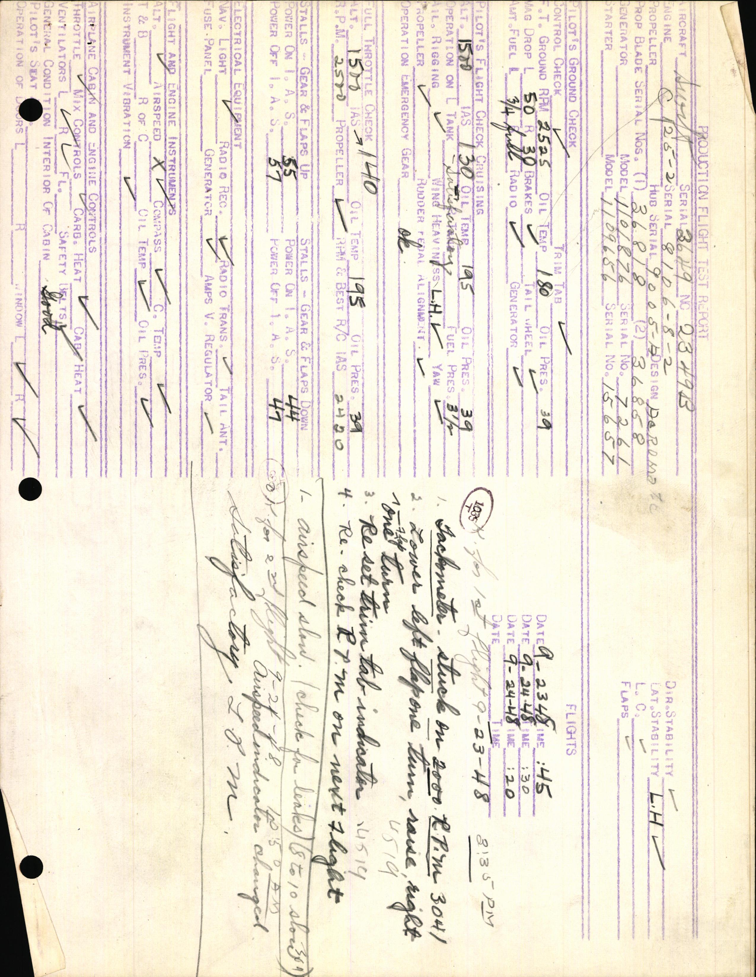 Sample page 3 from AirCorps Library document: Technical Information for Serial Number 3649