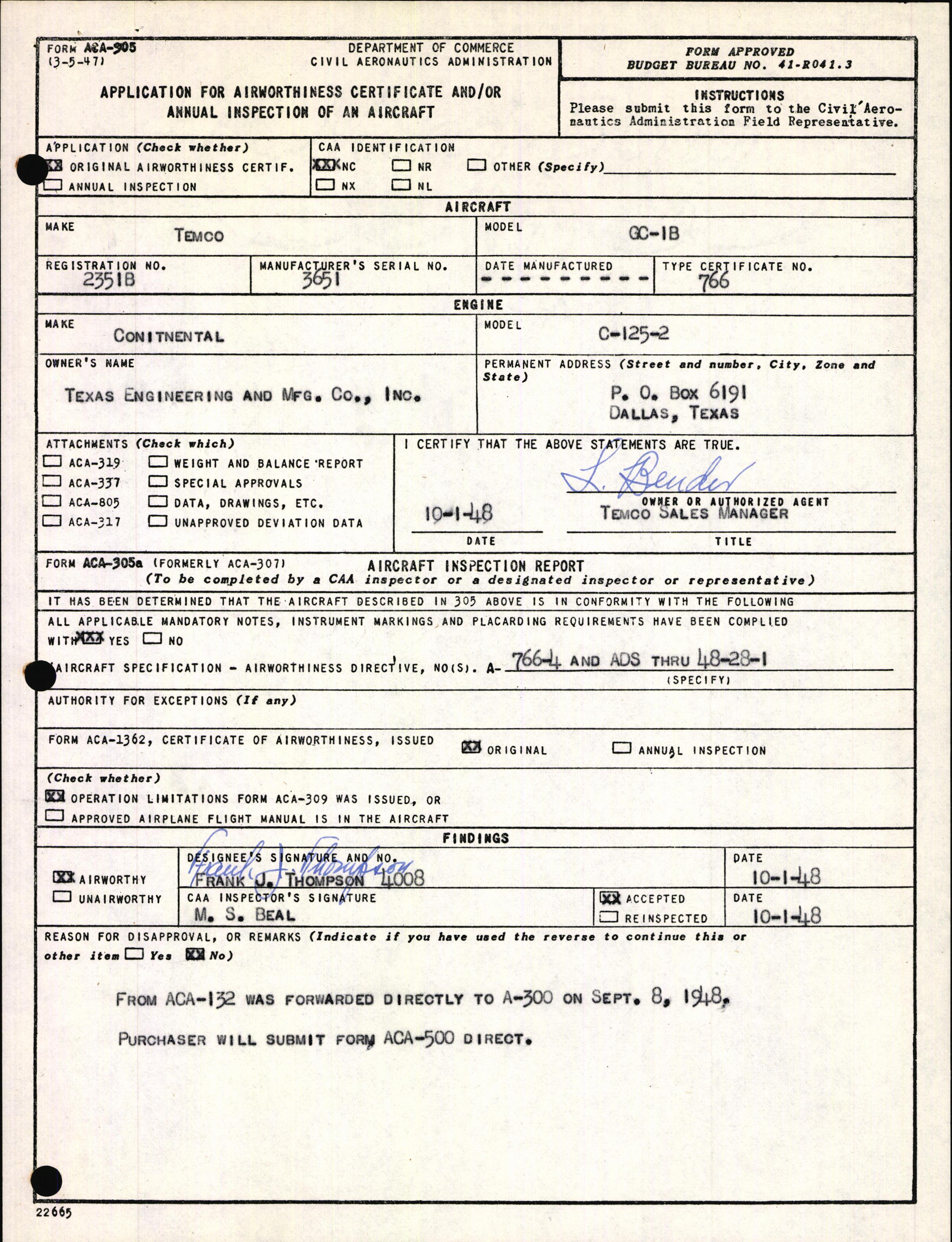 Sample page 3 from AirCorps Library document: Technical Information for Serial Number 3651