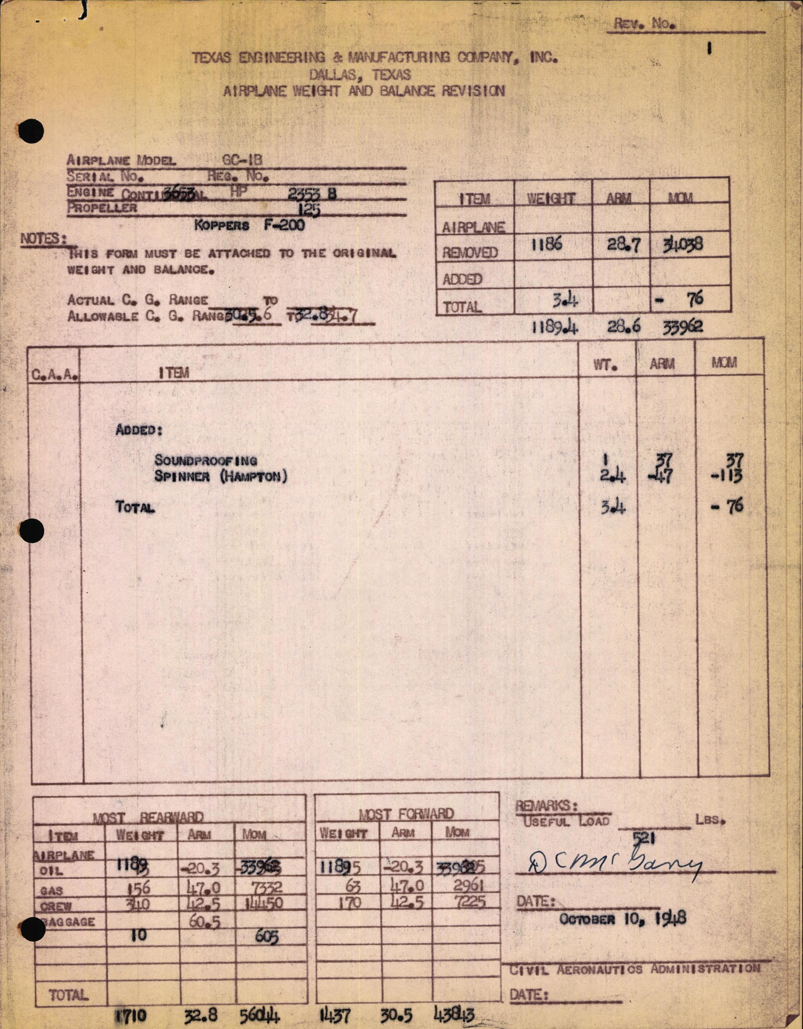 Sample page 3 from AirCorps Library document: Technical Information for Serial Number 3653