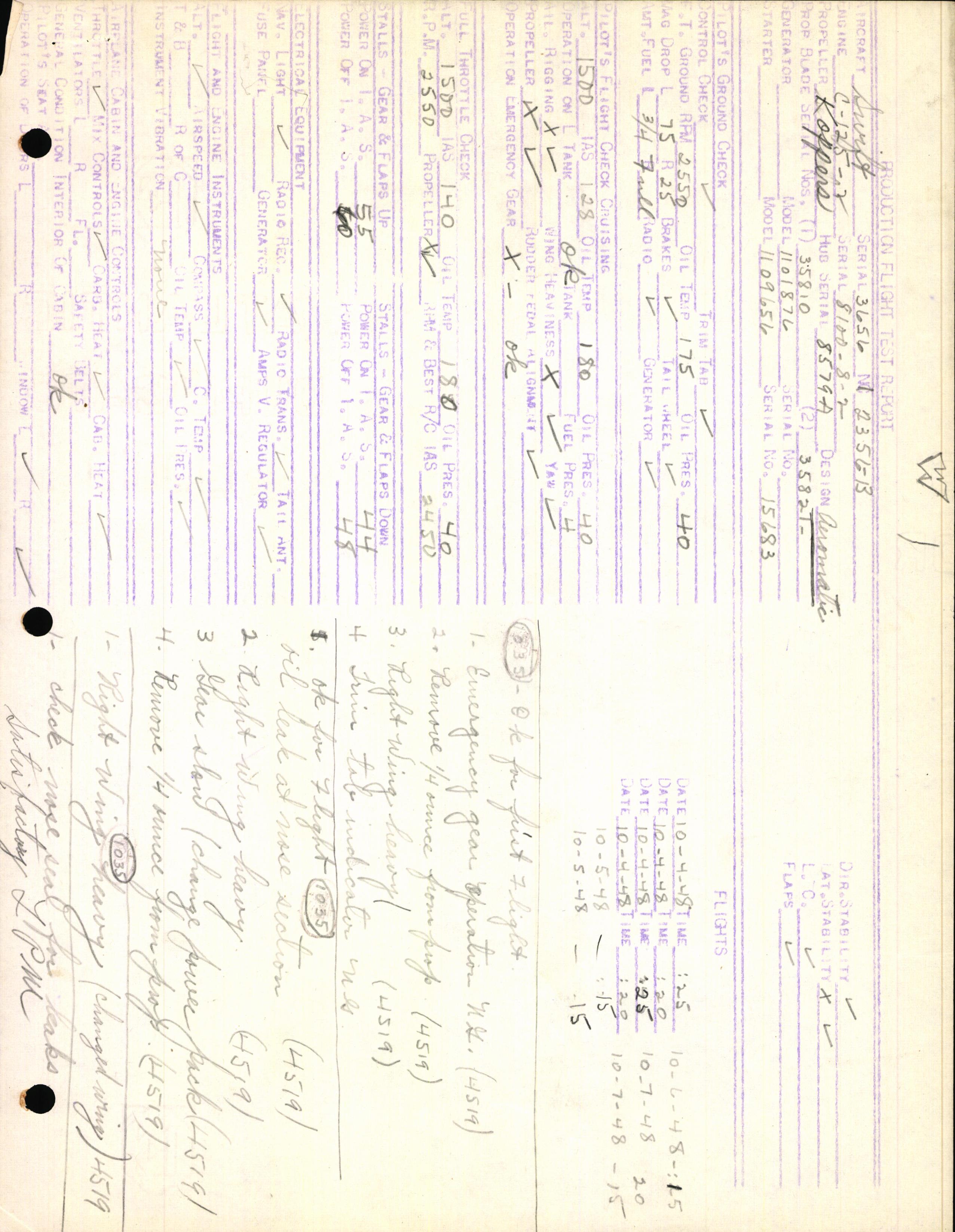 Sample page 3 from AirCorps Library document: Technical Information for Serial Number 3656