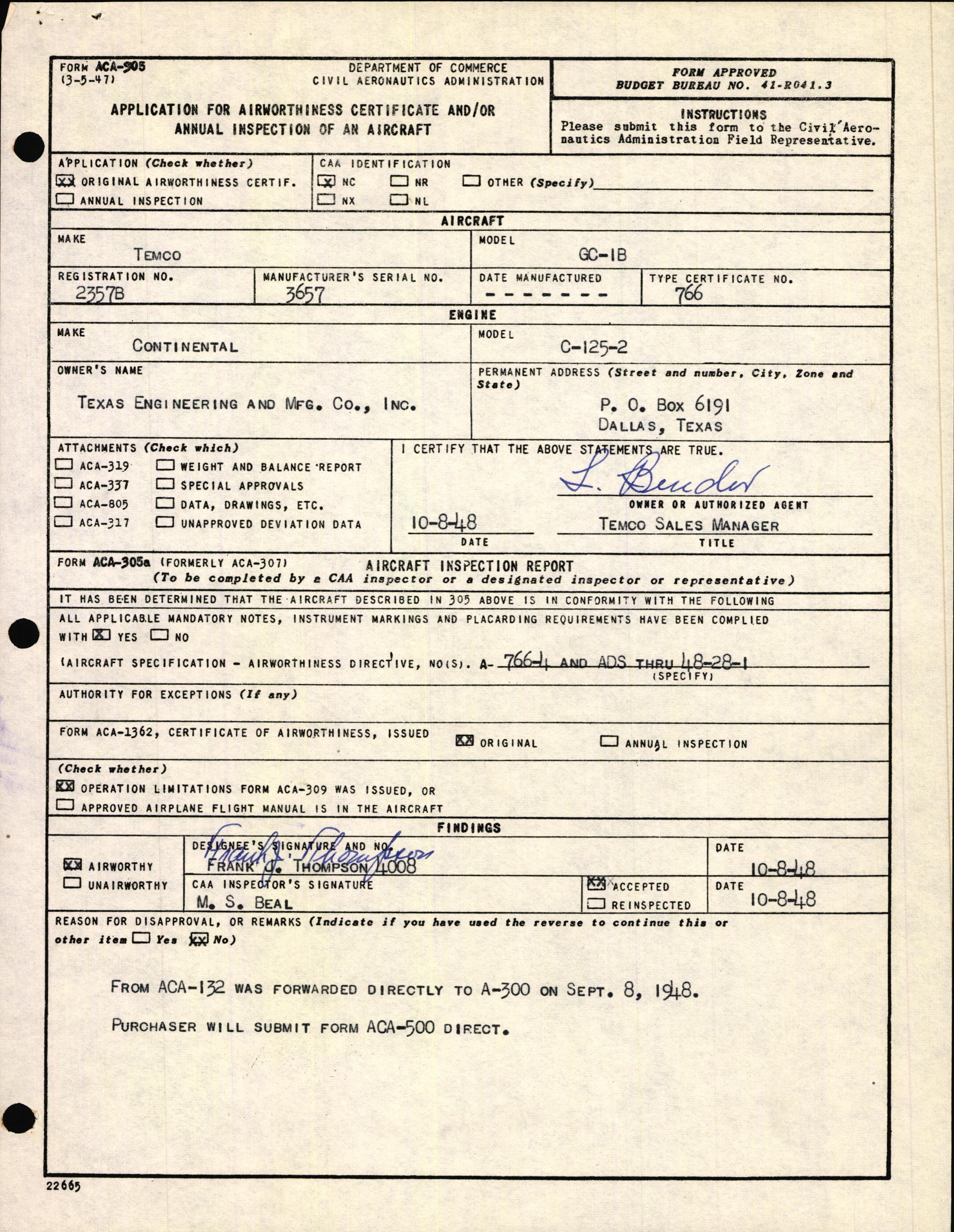 Sample page 3 from AirCorps Library document: Technical Information for Serial Number 3657