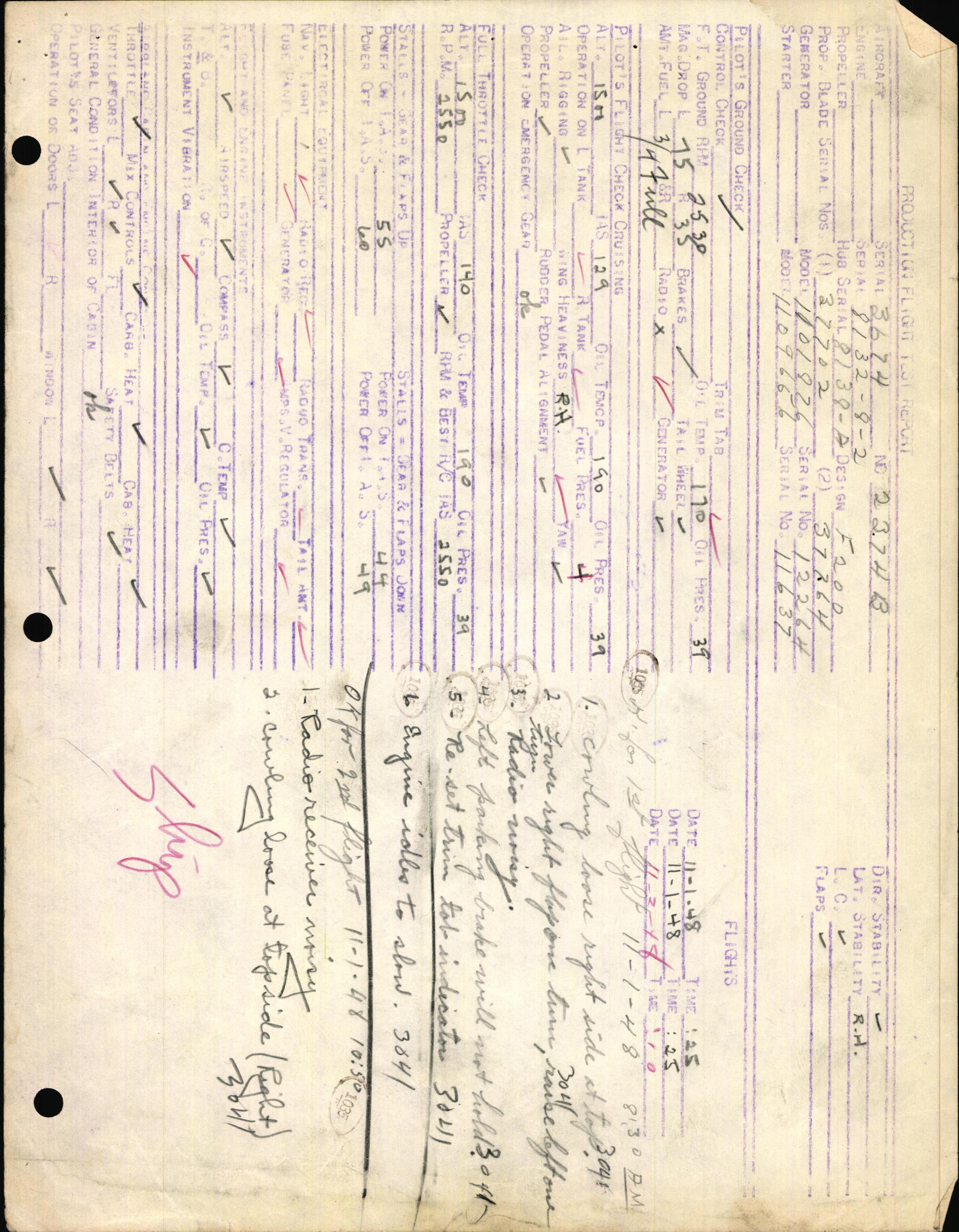 Sample page 3 from AirCorps Library document: Technical Information for Serial Number 3674