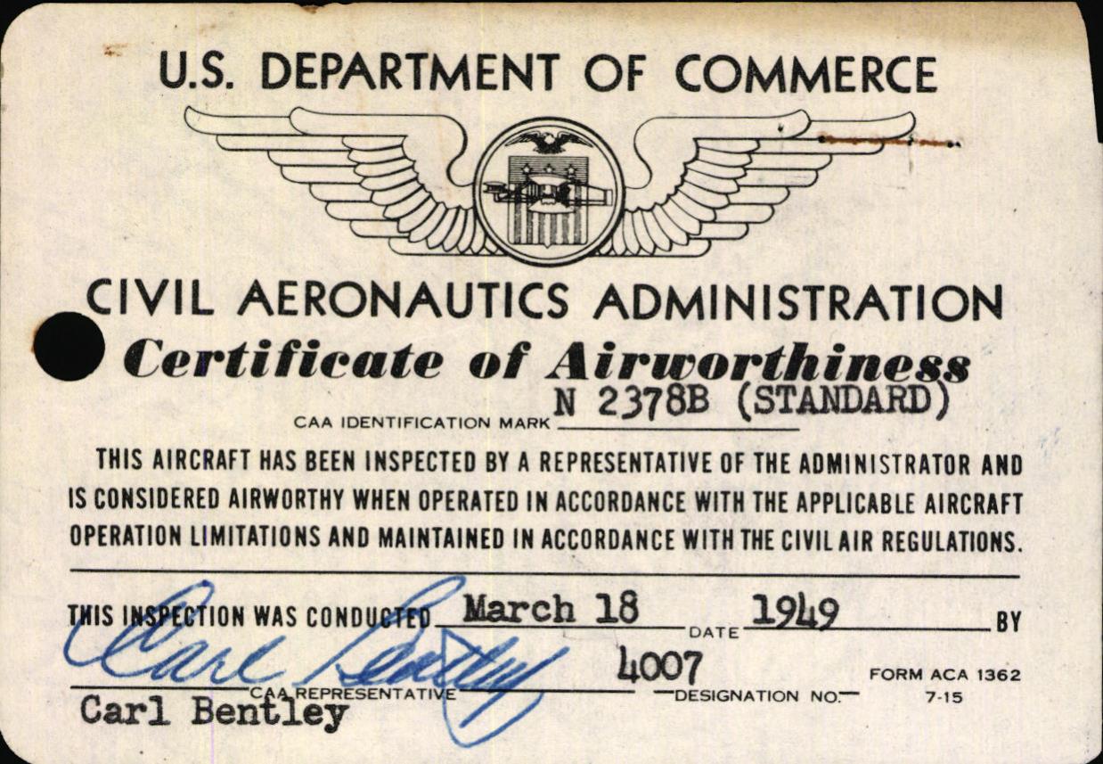 Sample page 1 from AirCorps Library document: Technical Information for Serial Number 3678