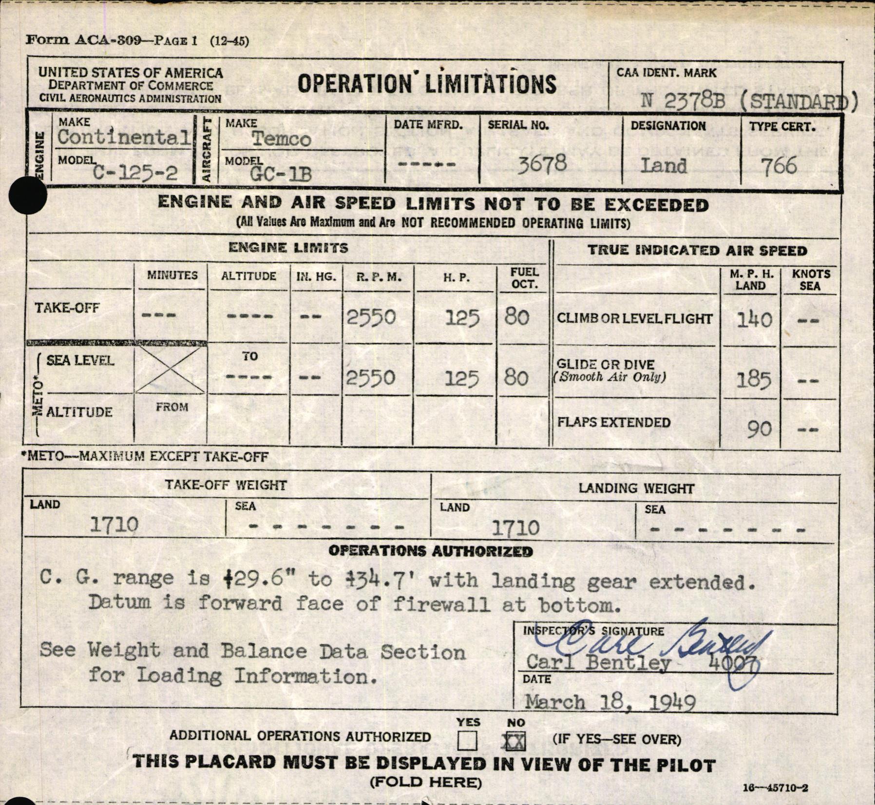 Sample page 3 from AirCorps Library document: Technical Information for Serial Number 3678