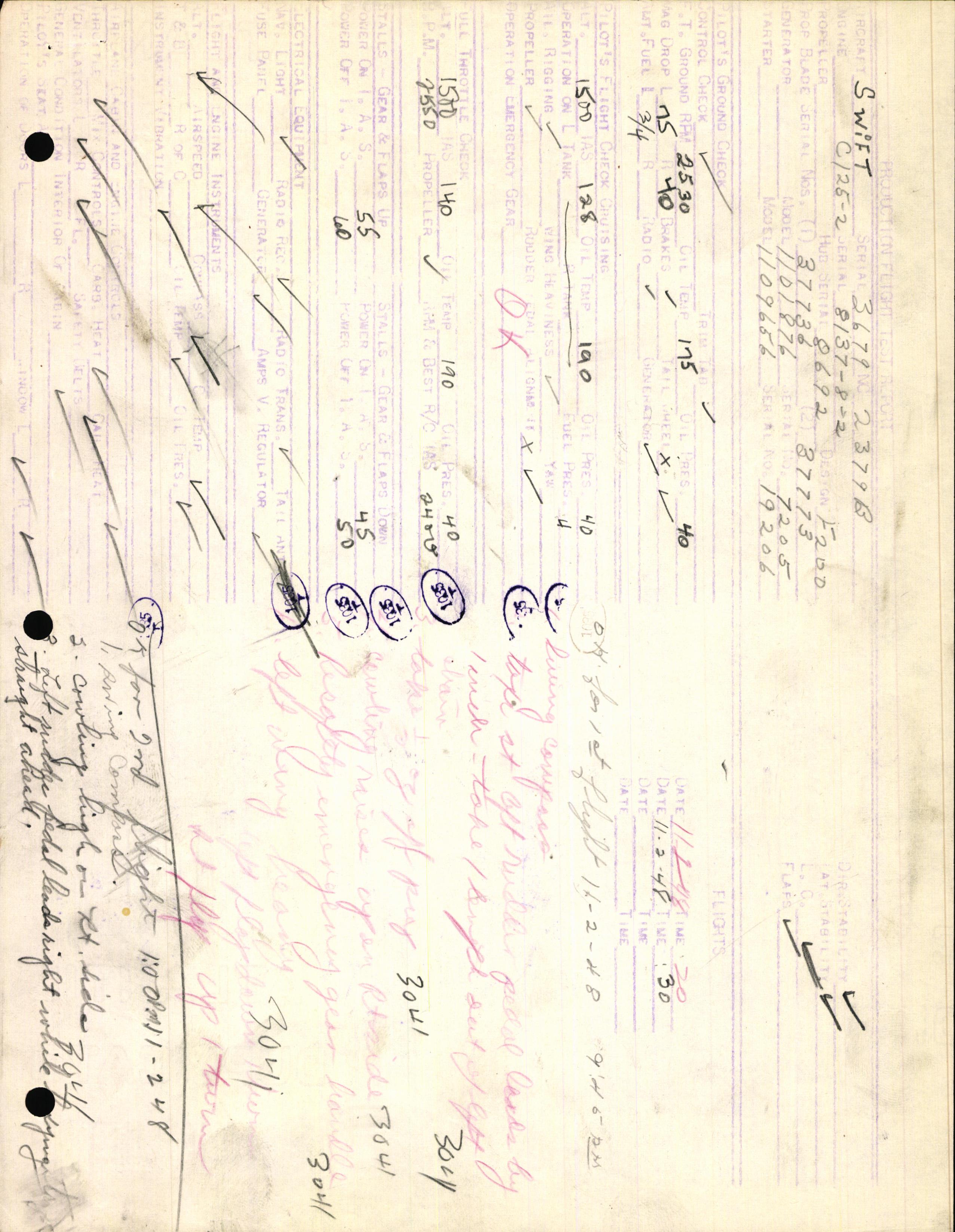 Sample page 3 from AirCorps Library document: Technical Information for Serial Number 3679