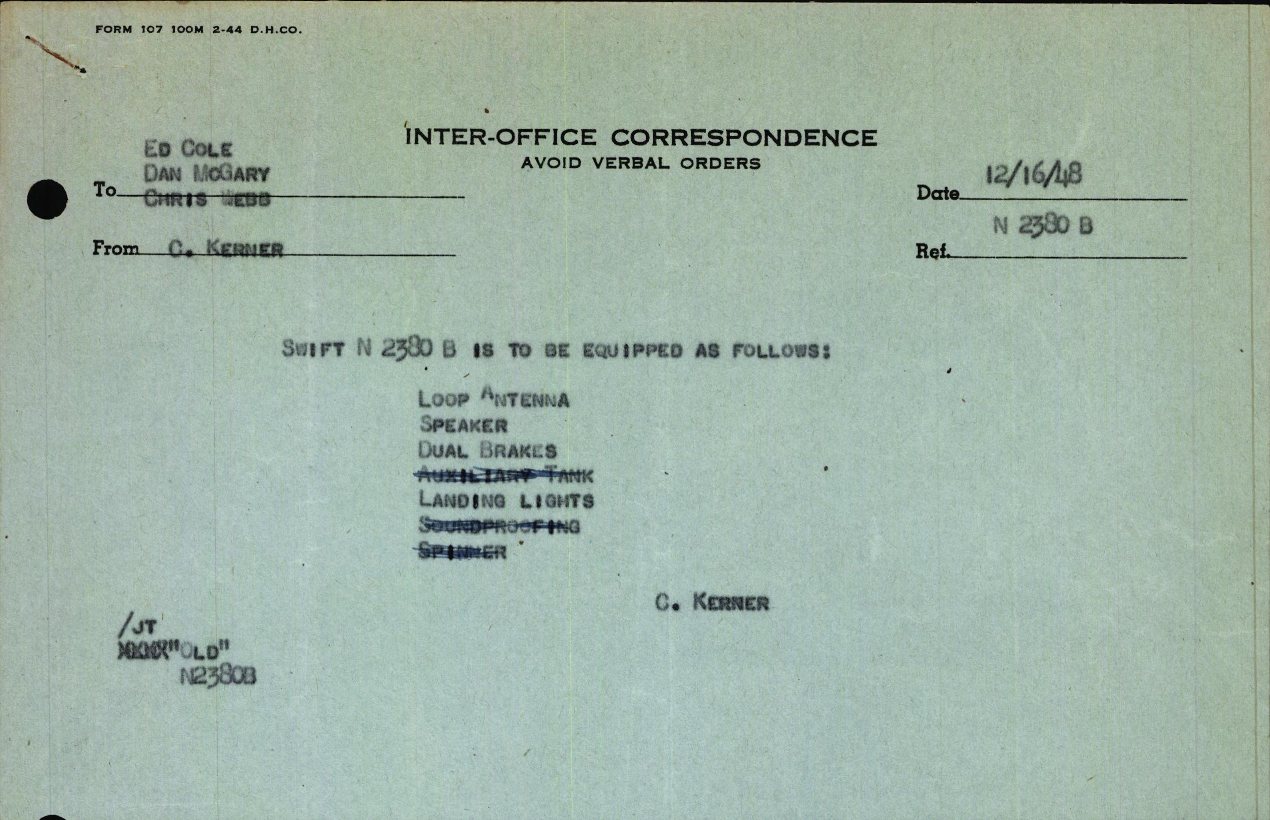 Sample page 1 from AirCorps Library document: Technical Information for Serial Number 3680