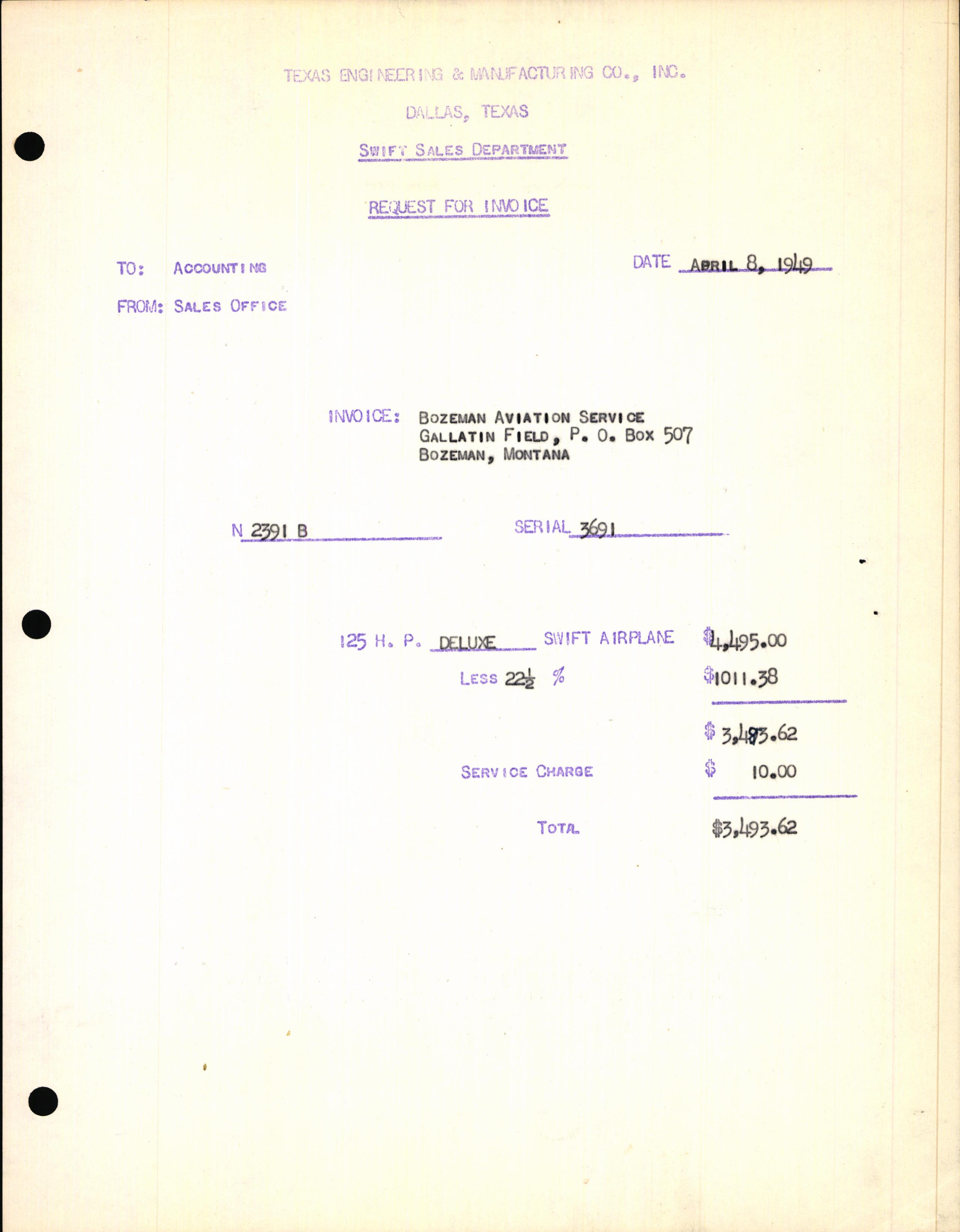 Sample page 3 from AirCorps Library document: Technical Information for Serial Number 3691