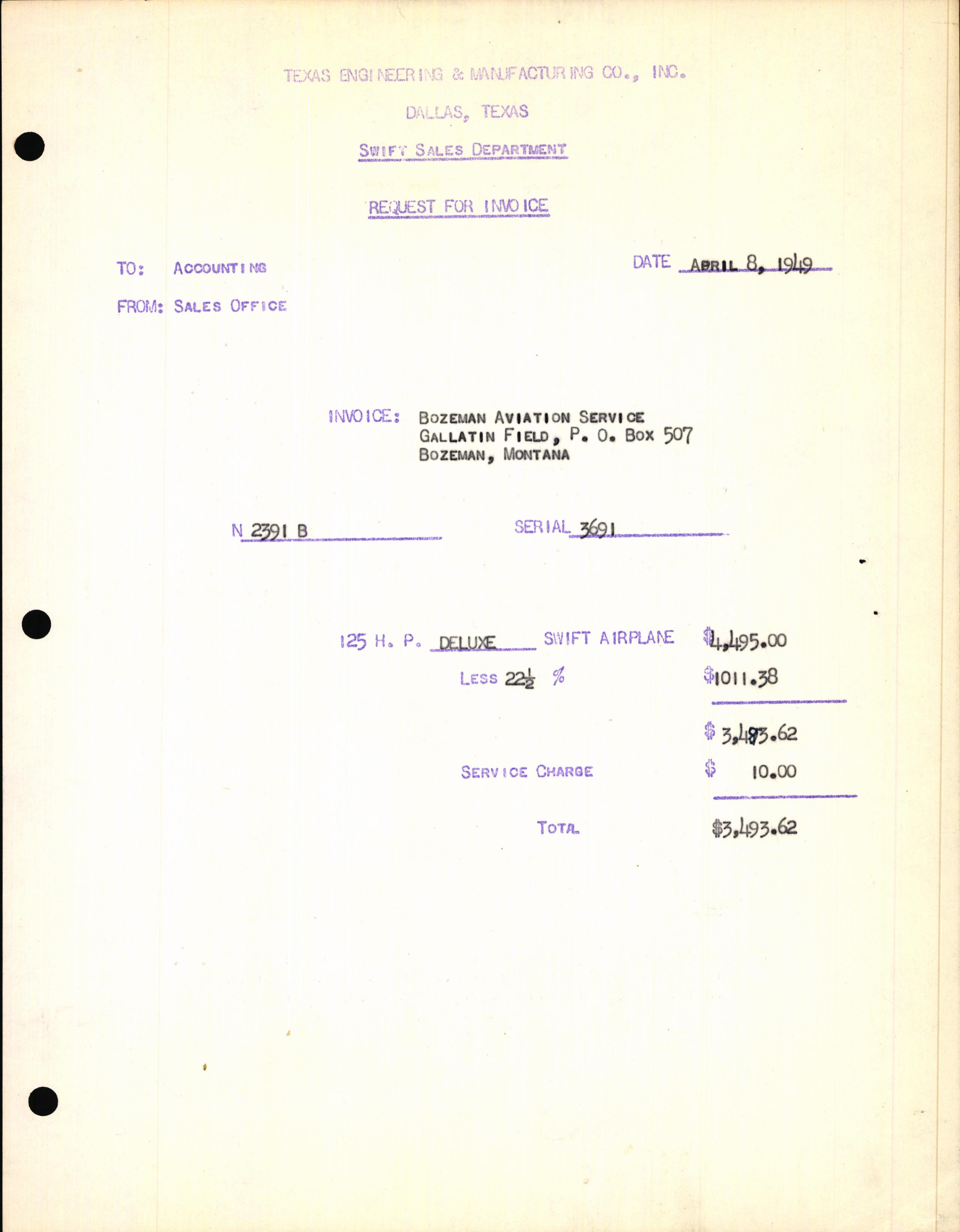 Sample page 3 from AirCorps Library document: Technical Information for Serial Number 3691
