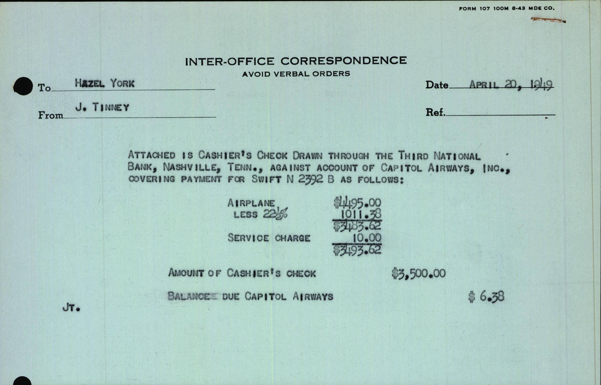 Sample page 3 from AirCorps Library document: Technical Information for Serial Number 3692