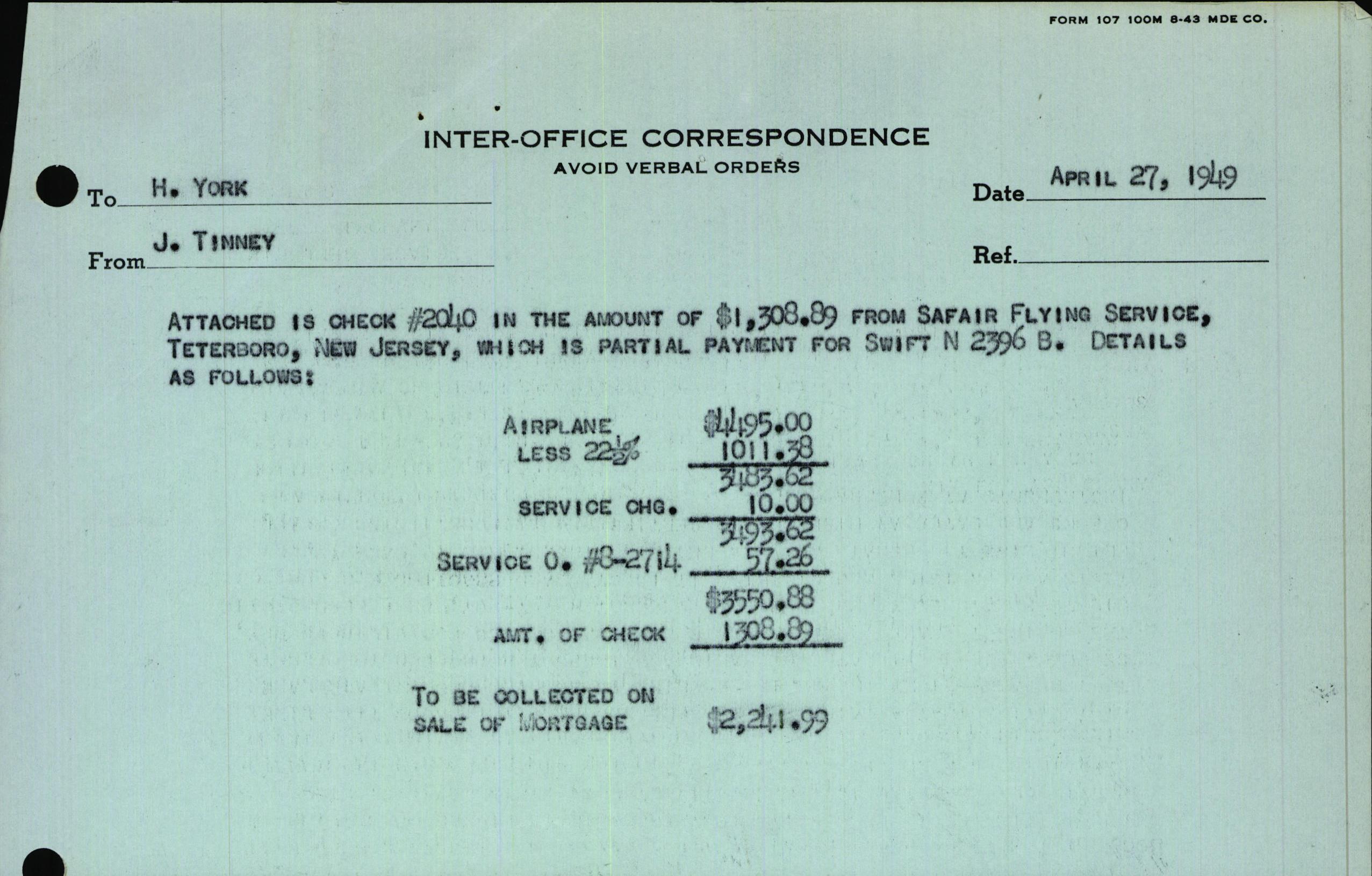 Sample page 3 from AirCorps Library document: Technical Information for Serial Number 3696