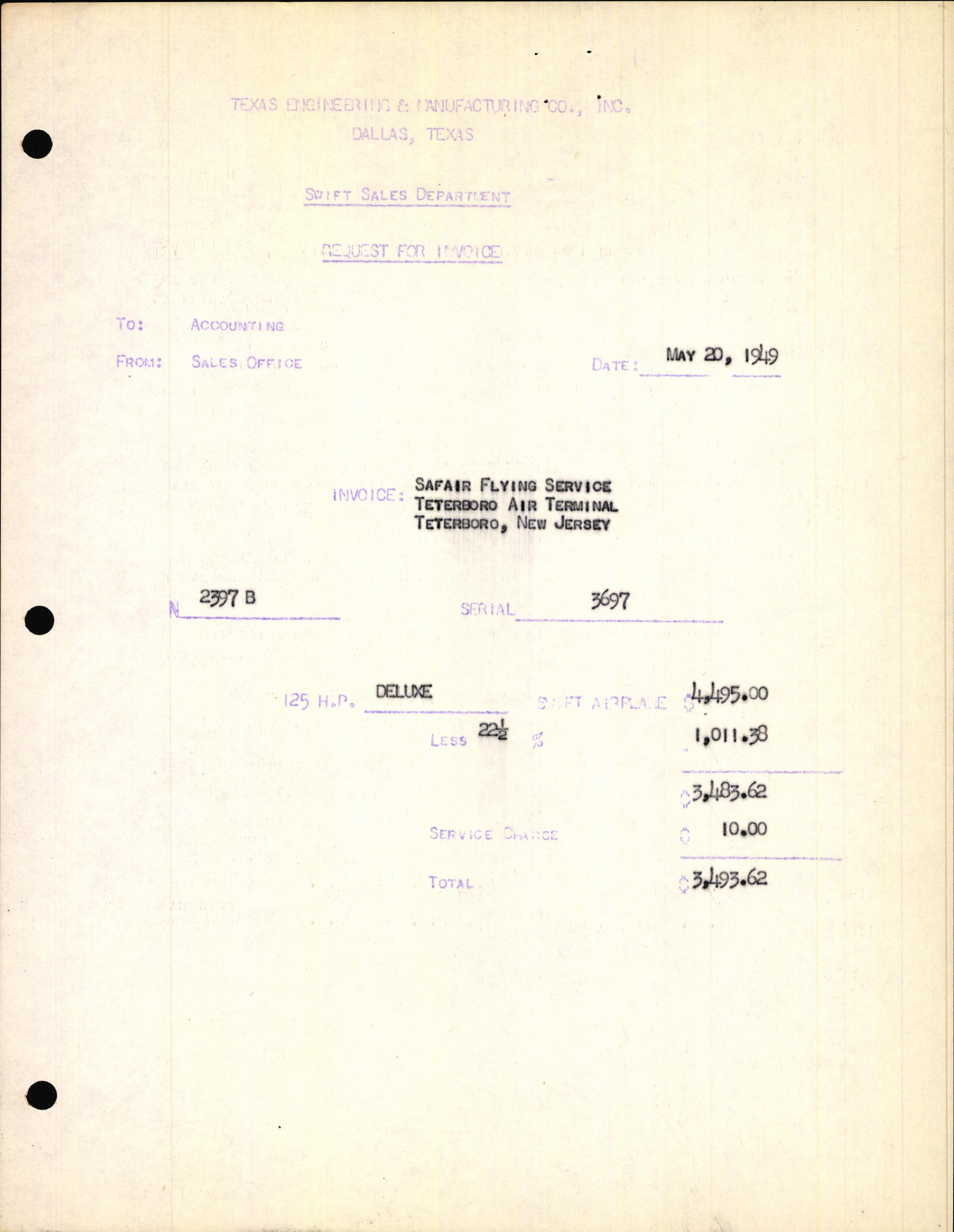 Sample page 3 from AirCorps Library document: Technical Information for Serial Number 3697