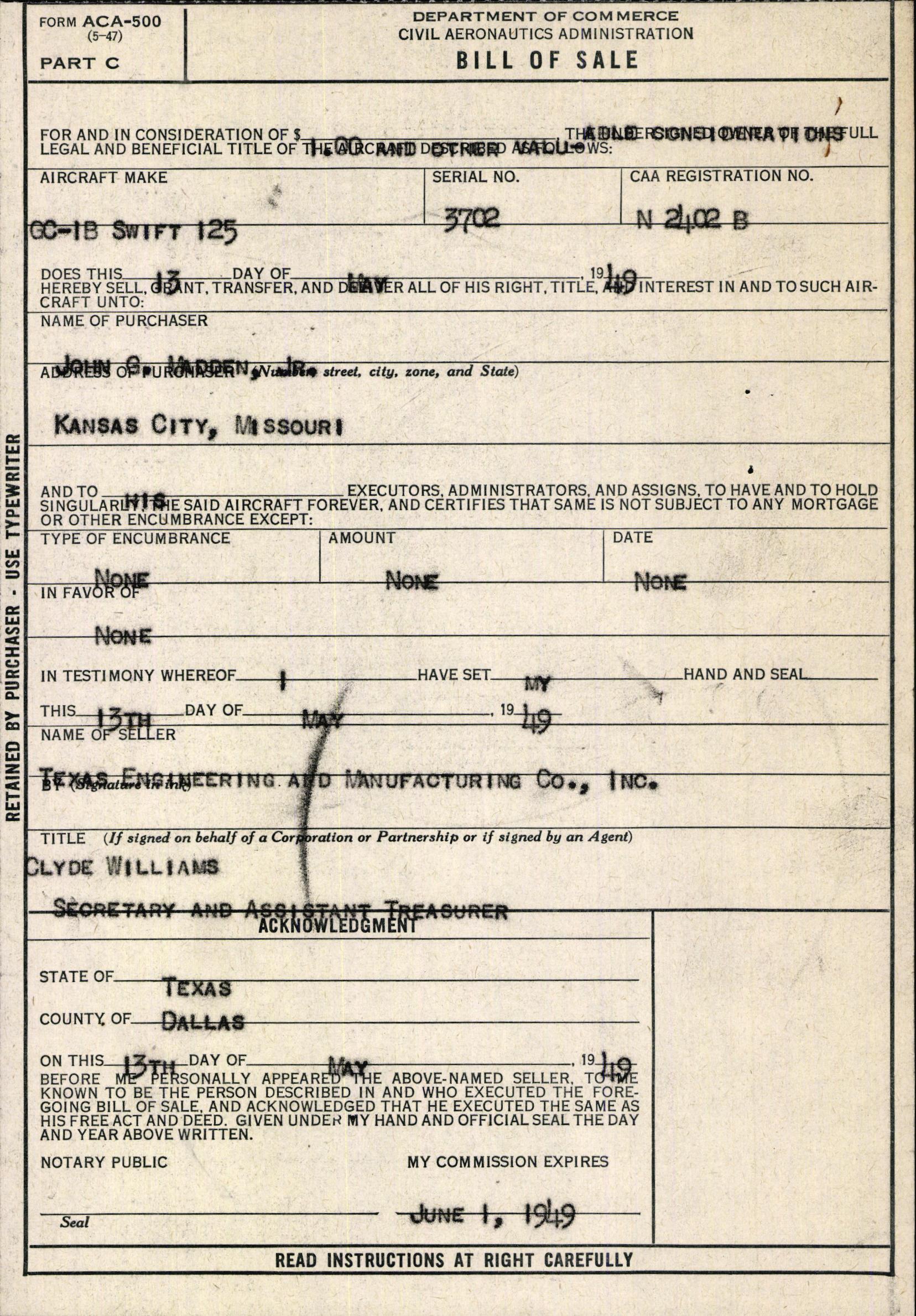 Sample page 3 from AirCorps Library document: Technical Information for Serial Number 3702