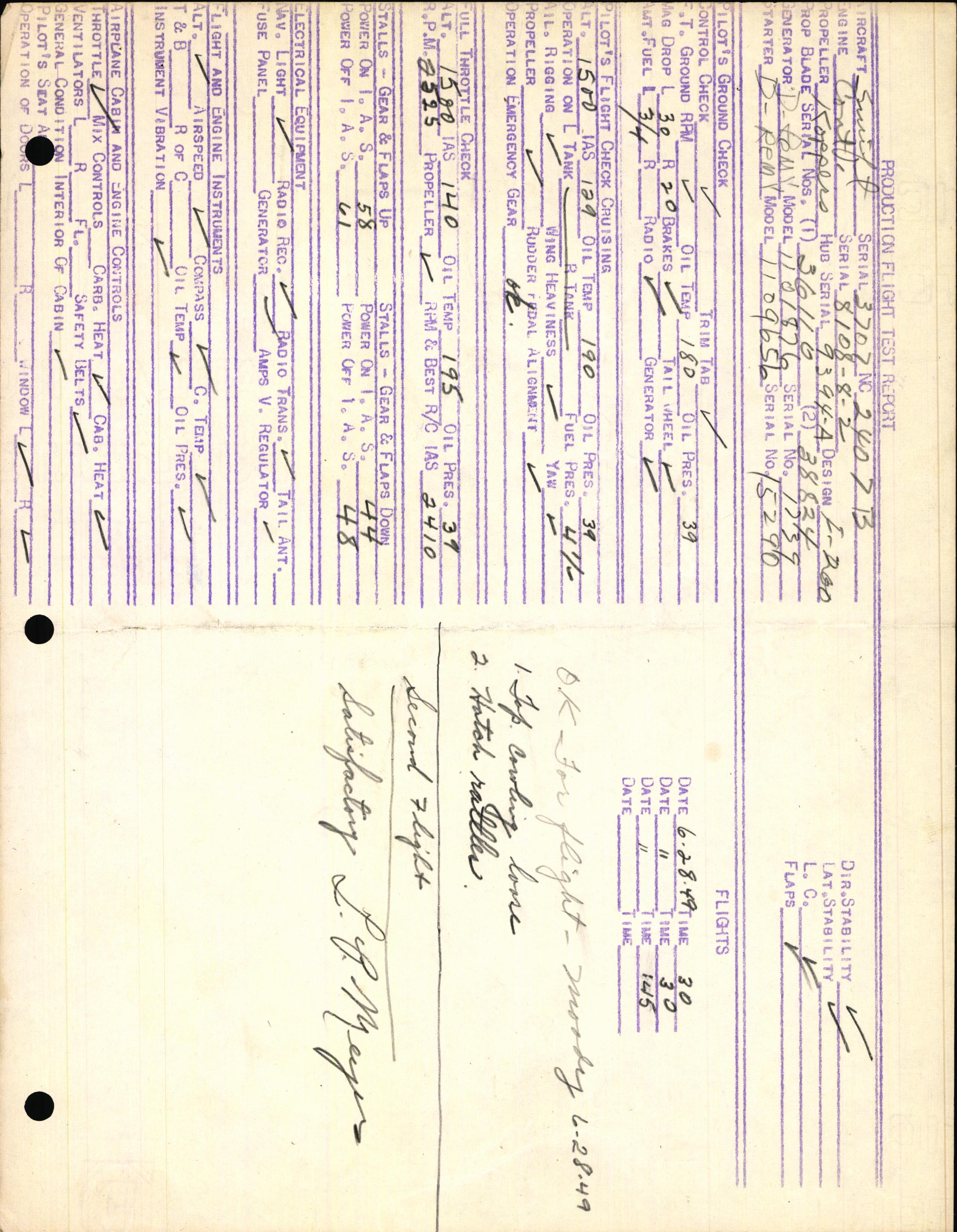 Sample page 3 from AirCorps Library document: Technical Information for Serial Number 3707
