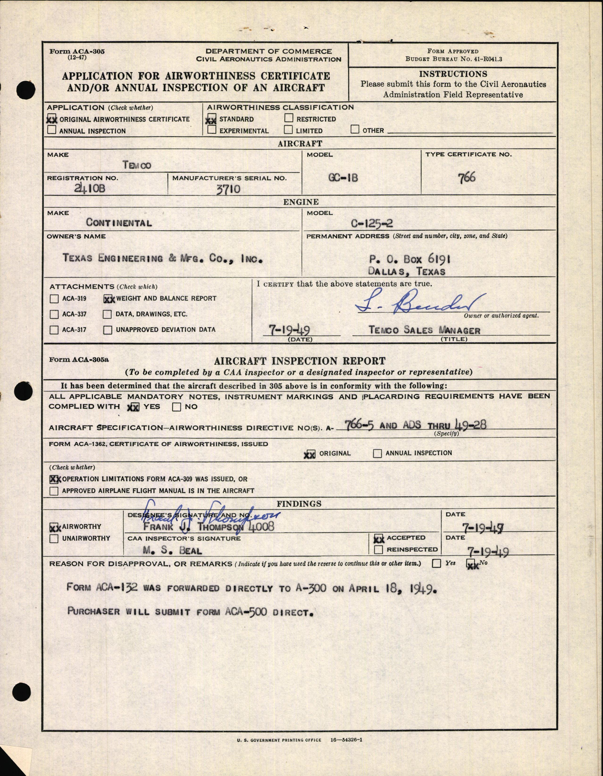 Sample page 3 from AirCorps Library document: Technical Information for Serial Number 3710