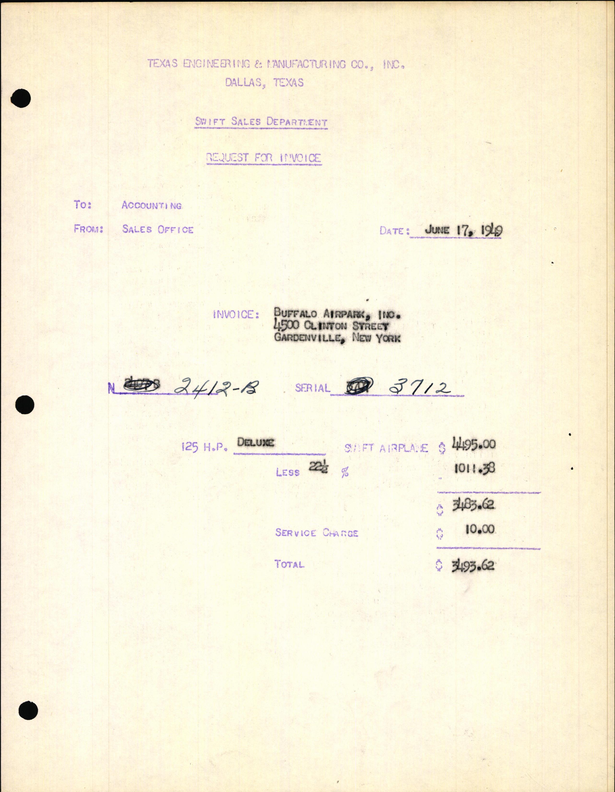 Sample page 3 from AirCorps Library document: Technical Information for Serial Number 3712