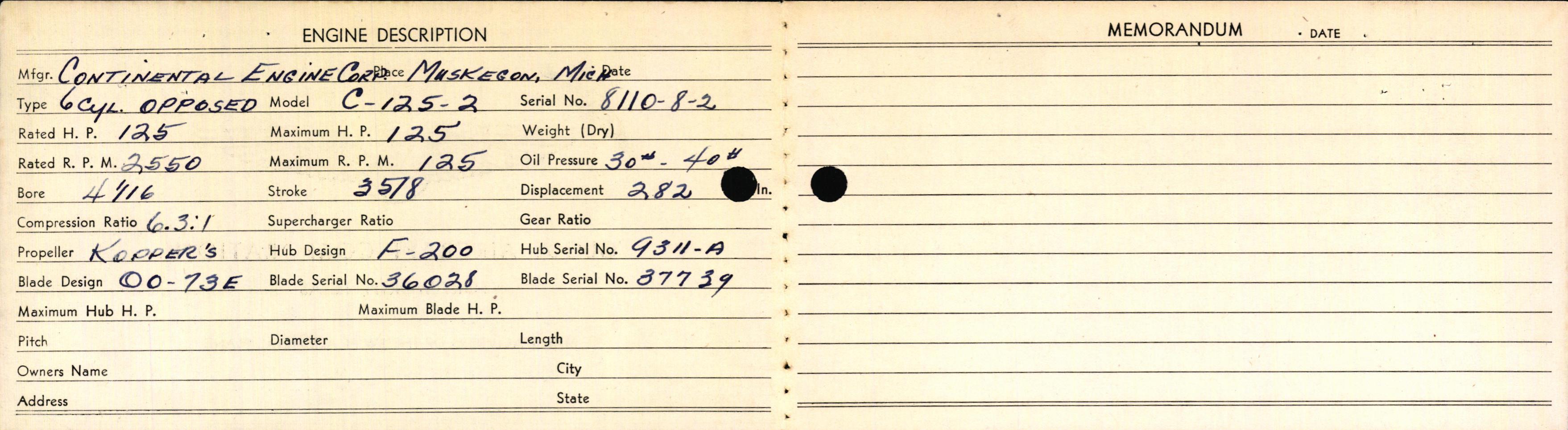 Sample page 2 from AirCorps Library document: Technical Information for Serial Number 3713