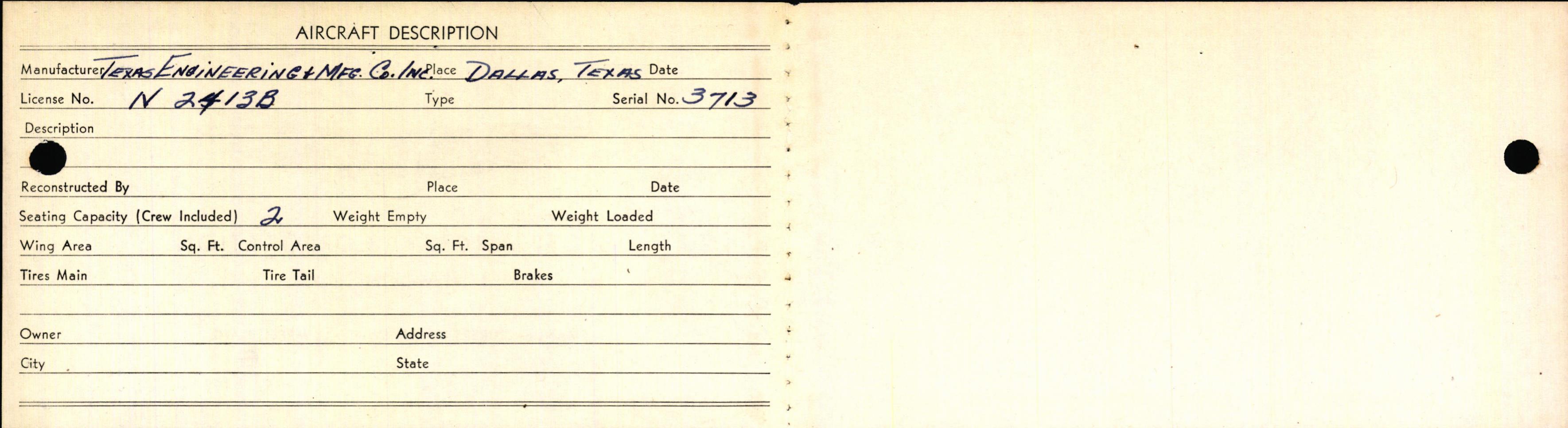 Sample page 4 from AirCorps Library document: Technical Information for Serial Number 3713